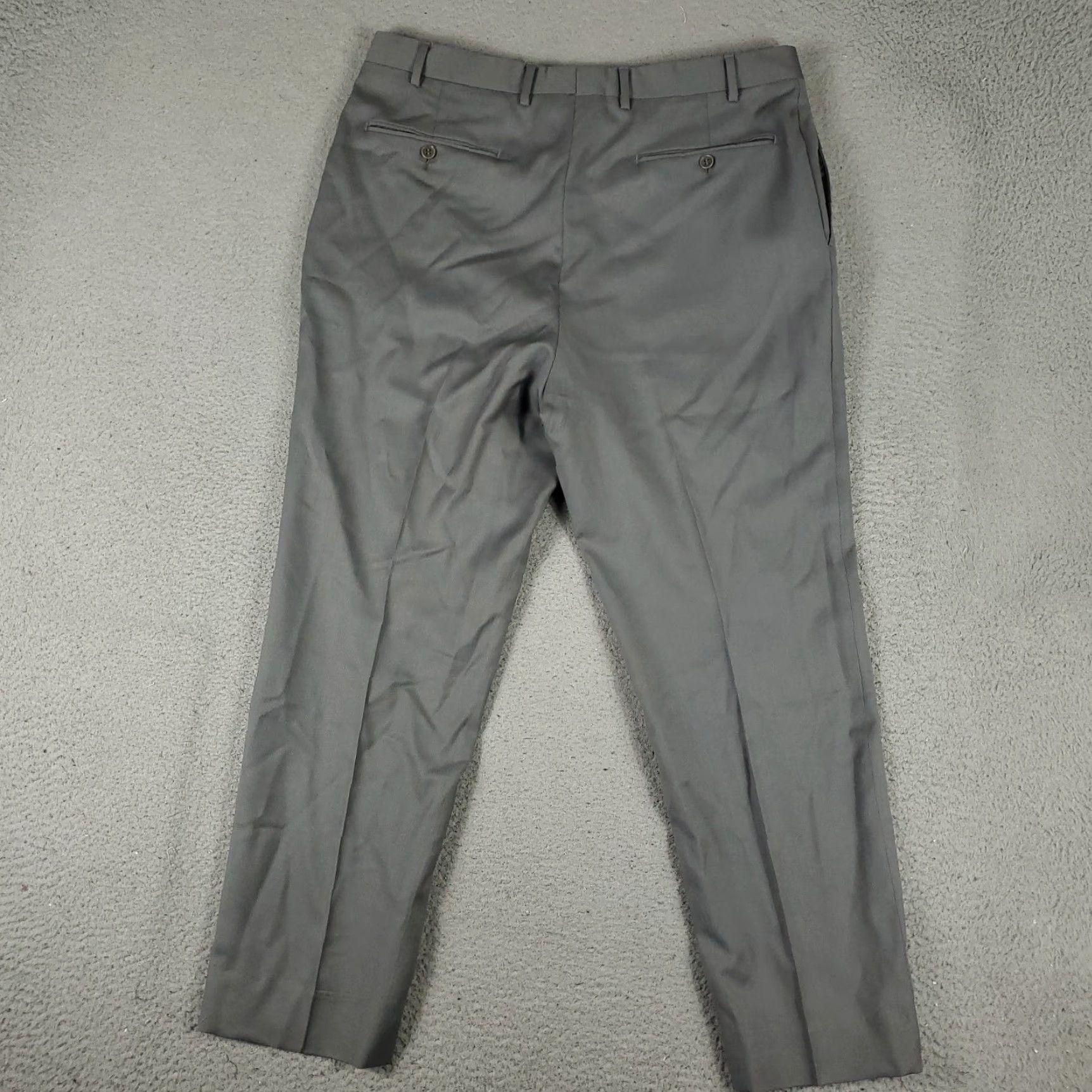 Canali Canali Gray Wool Dress Pants 34x28 Flat Front Men's Trousers Regular Fit Size US 34 / EU 50 - 7 Thumbnail