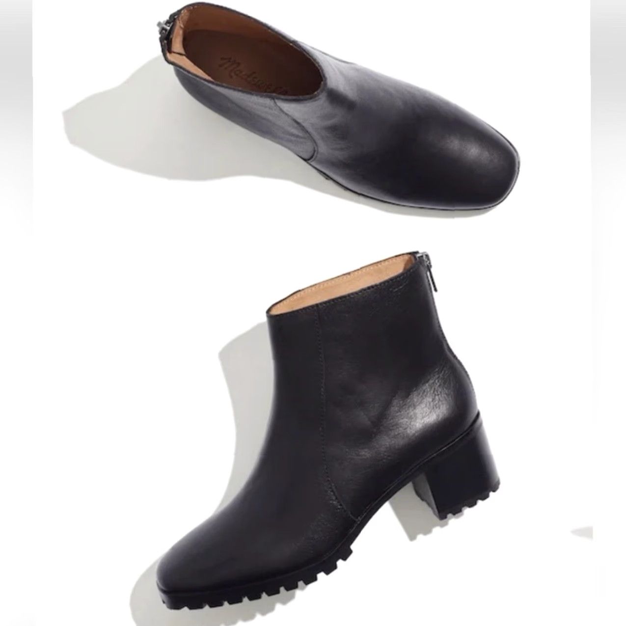 Madewell Madewell Boots Adult Women 9.5 Black Lugsole Leather Ankle Boots Back Zip Square Toe Cushioned Lined Size US 10 / IT 40 - 2 Thumbnail