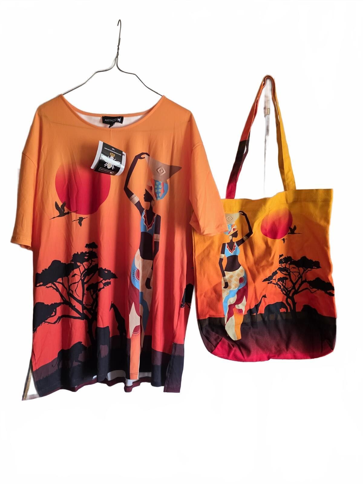 Anthony Vaccarello ANTTHONY Original African Sunset Tunic & Tote Bag Set Large Size L / US 10 / IT 46 - 2 Thumbnail