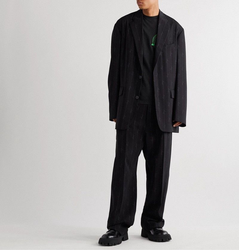 Balenciaga Balenciaga Logo-print pinstripe twill trousers Size 48R - 11 Thumbnail