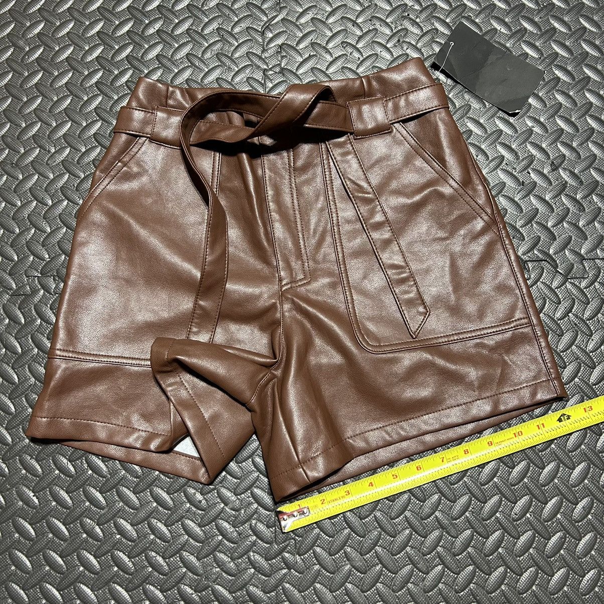 Other Bagatelle Collection Paperbag Shorts Pleather Belted XS NEW Size 25" / US 0 / IT 36 - 8 Thumbnail