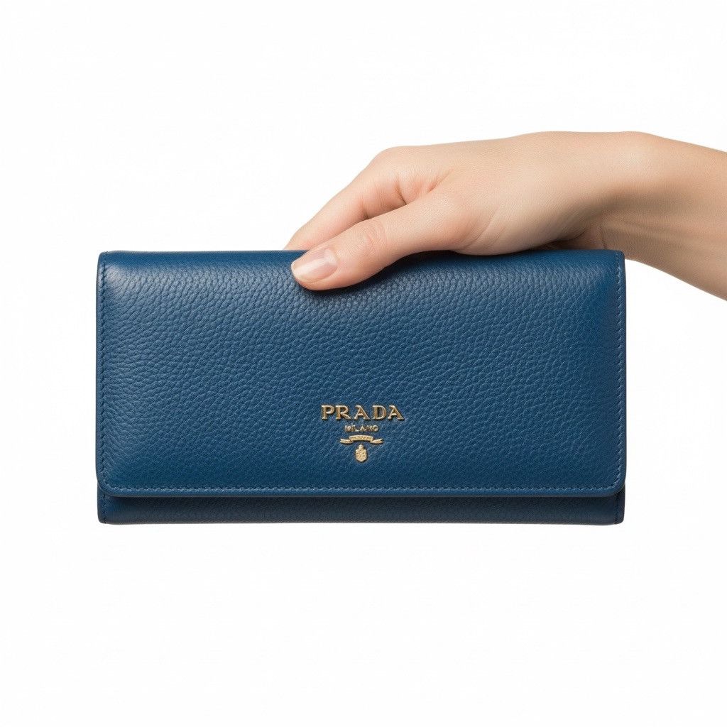 Prada PRADA Blue Teal Blue Leather Women's Continental Flap Wallet Size ONE SIZE - 1 Thumbnail