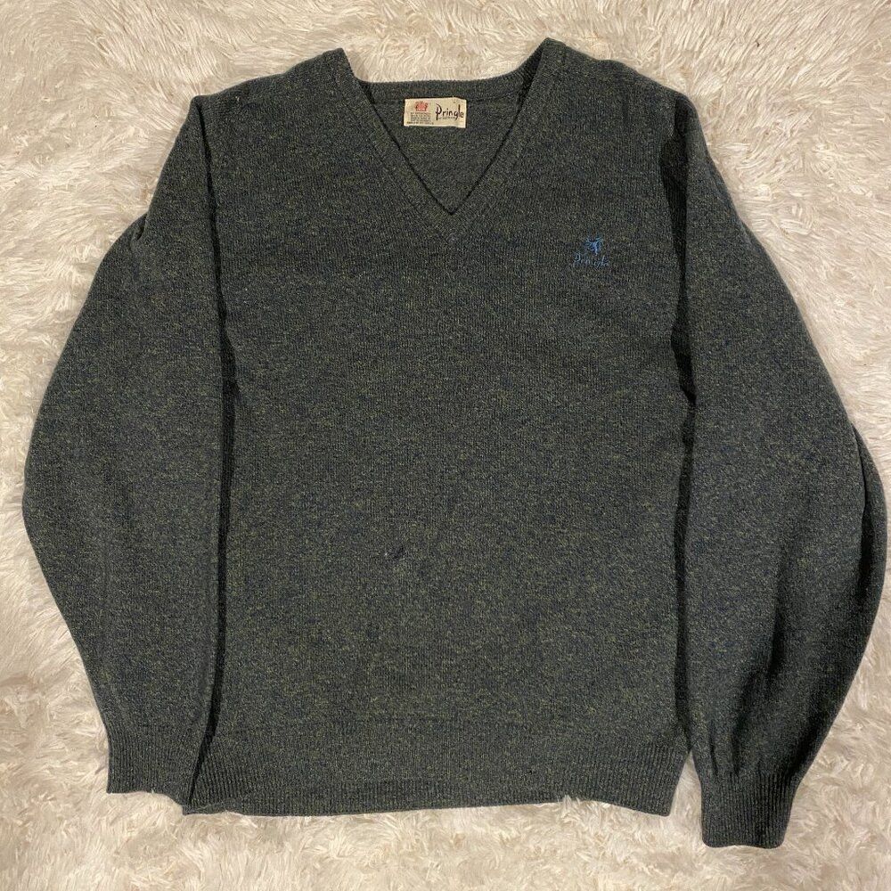 Pringle Of Scotland Vintage Pringle of Scotland Gray Golf Sports V Neck Sweater Size US L / EU 52-54 / 3 - 2 Thumbnail