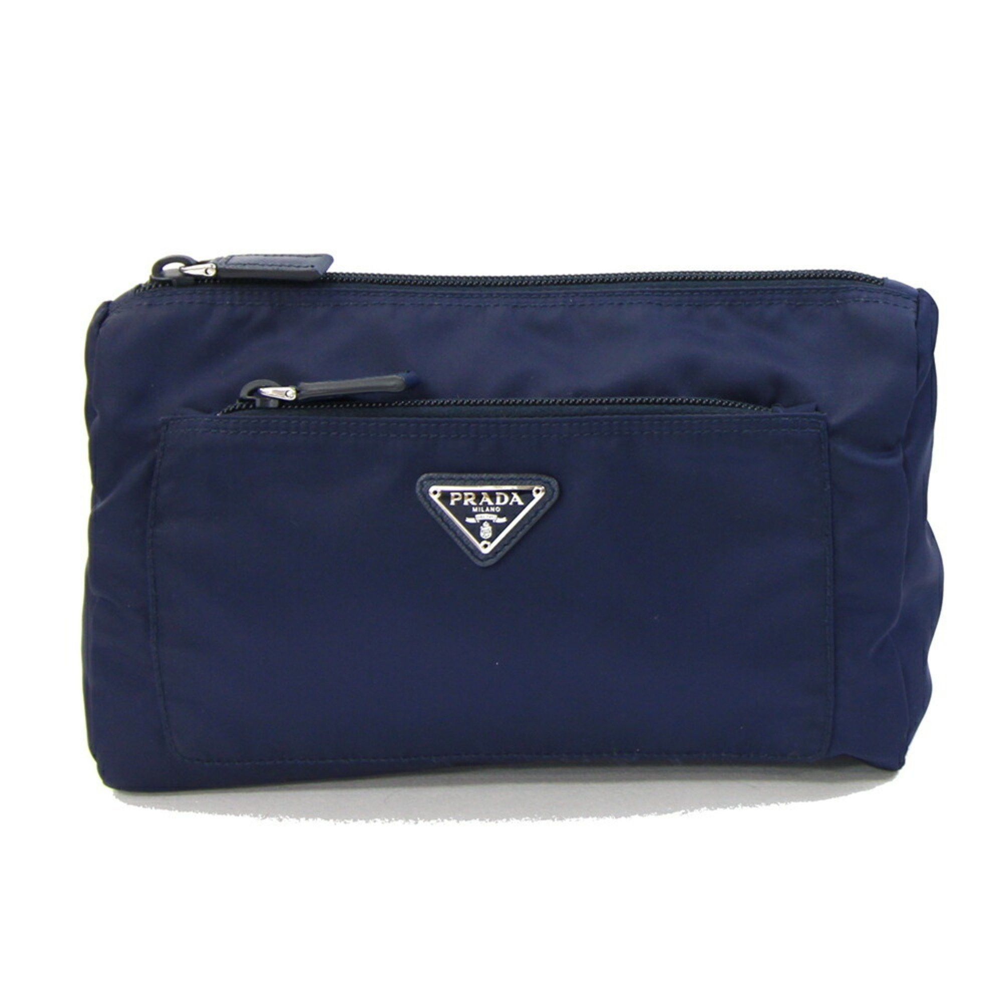 Prada Pouch 1NA002 Navy Nylon Women's Men's PRADA