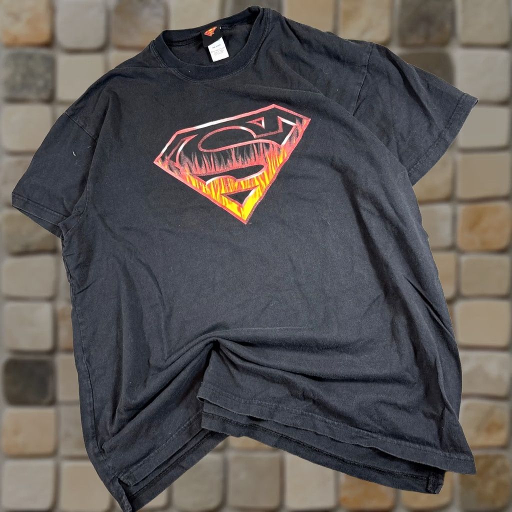 Vintage VINTAGE Superman Graphic Ringer T-Shirt Mens 5XL Black DC