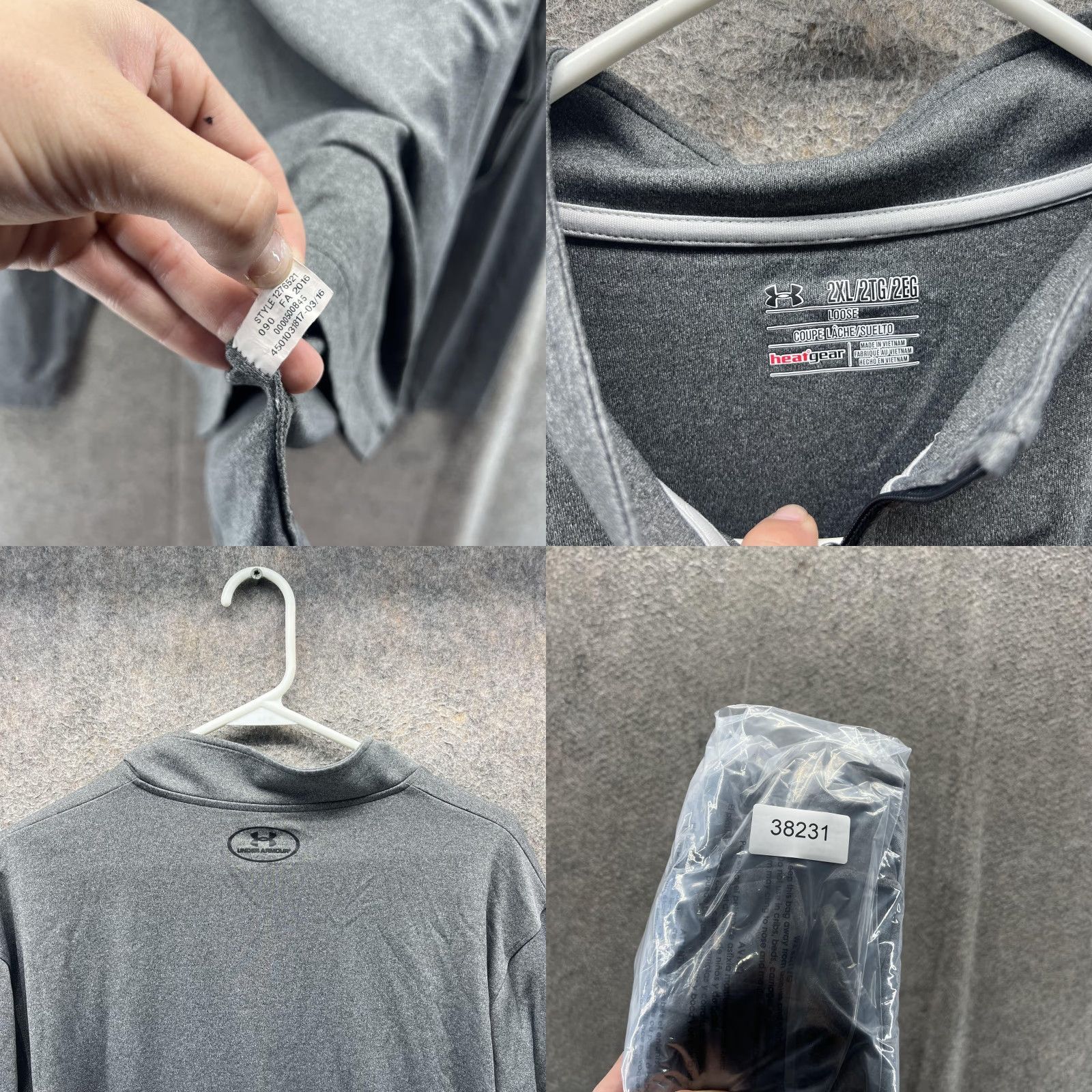 Under Armour Under Armour Shirt Mens 2XL Gray HeatGear 1/4 Zip Pullover Loose Fit Long Sleeve Mock Neck Athletic Gym Training Womens? Size US XXL / EU 58 / 5 - 8 Thumbnail
