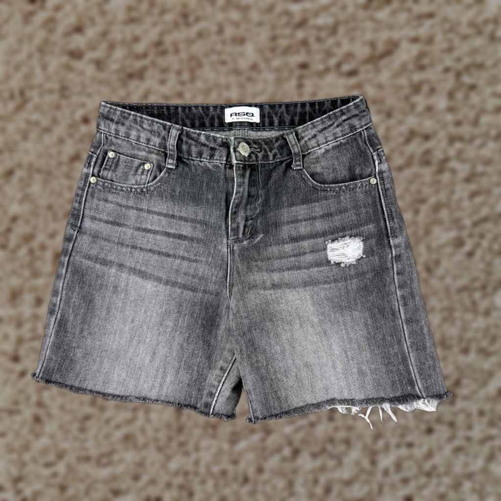 Rsq RSQ Shorts Women Gray Denim Cut-Off High Rise 24x5 12 Cotton Cotton Blend 5-Pocket Button Casual Womens Size 34" / US 12 / IT 48 - 1 Thumbnail