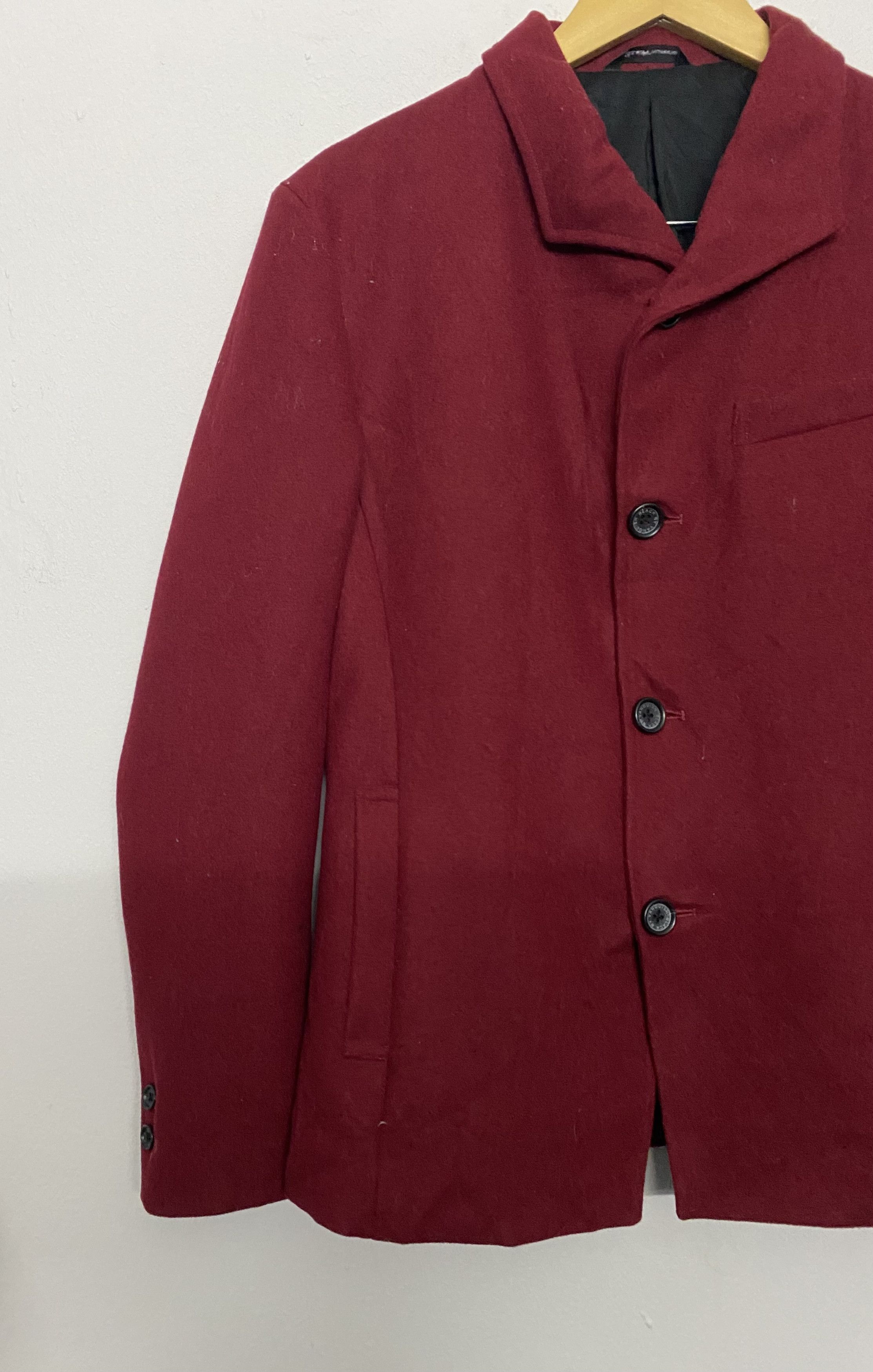 Vanquish Black by VANQUISH Burgundy Wool Blend Peacoat Jacket Size US S / EU 44-46 / 1 - 5 Thumbnail