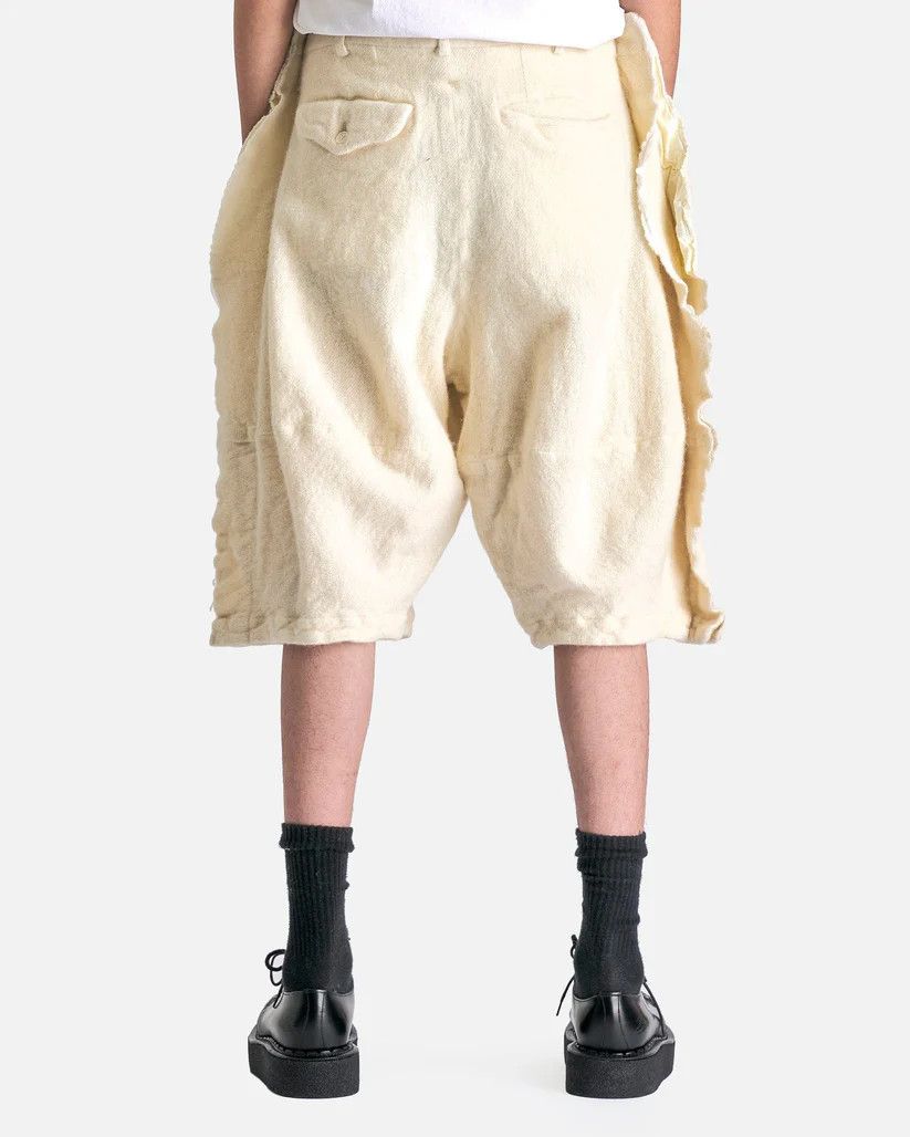 Comme des Garcons Homme Plus o1s1v1r1oon0925 Brushed Wool Shorts in Off White Size US 32 / EU 48 - 4 Thumbnail