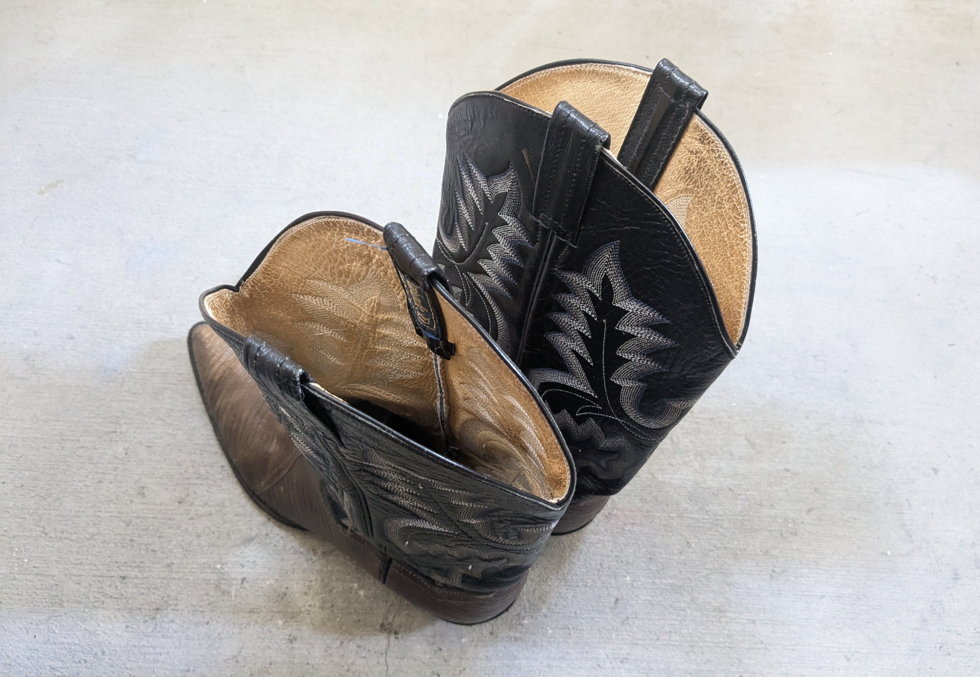 Genuine Leather Panhandle Slim Cowboy Boots 10.5 D Lizard Olive Black 10.5 Size US 10.5 / EU 43-44 - 15 Thumbnail