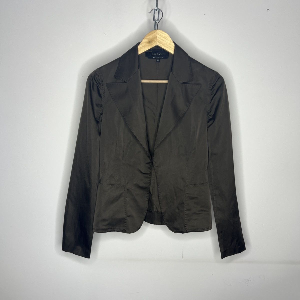 Gucci Gucci by Tom Ford Blazer Jacket Silk Dark Green Khaki RARE Size S / US 4 / IT 40 - 1 Thumbnail