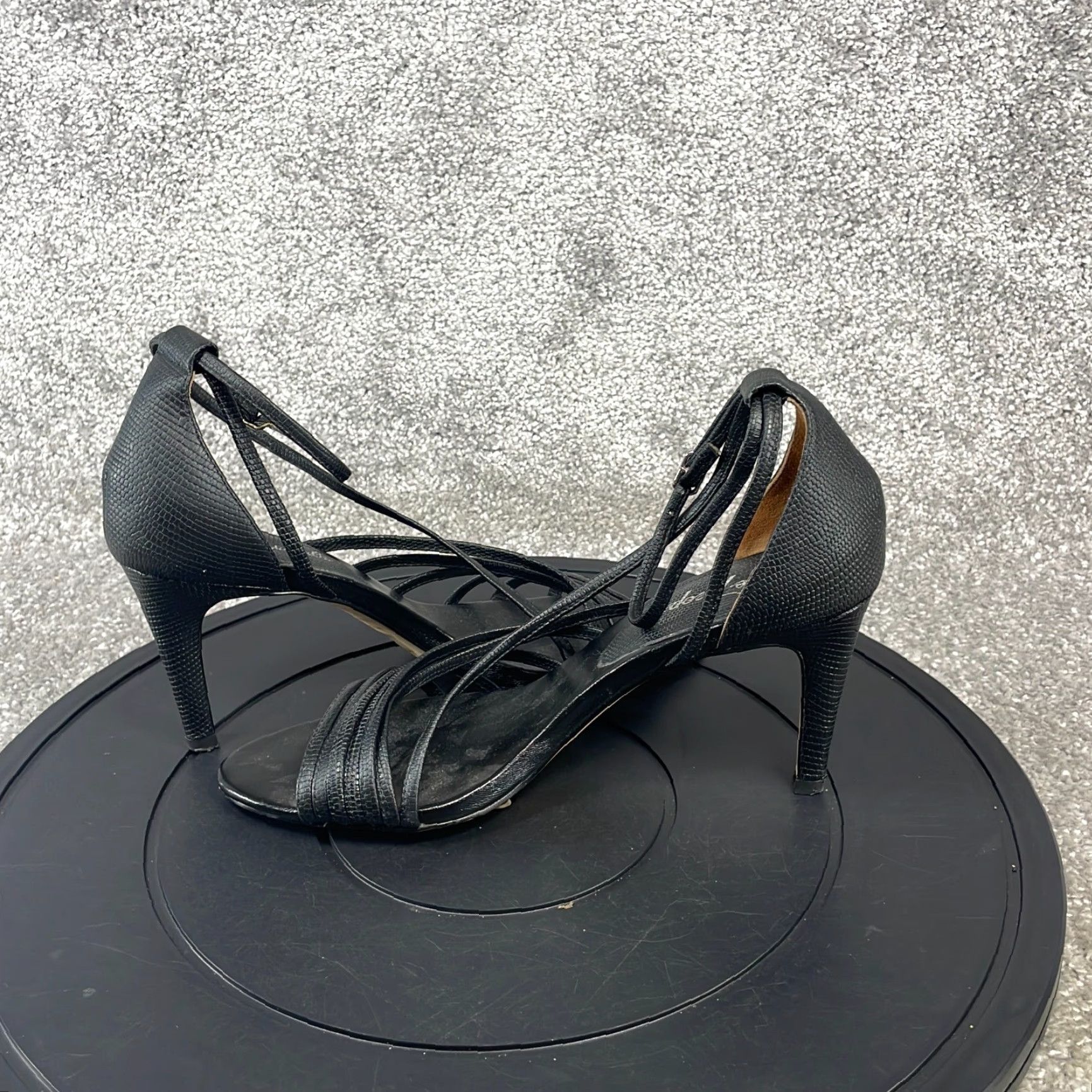 Free People VINTAGE Free People Women's Sandals Adult 8.5 Black Leather Strappy High Heel Stiletto Casual Summer Size US 9 / IT 39 - 4 Thumbnail