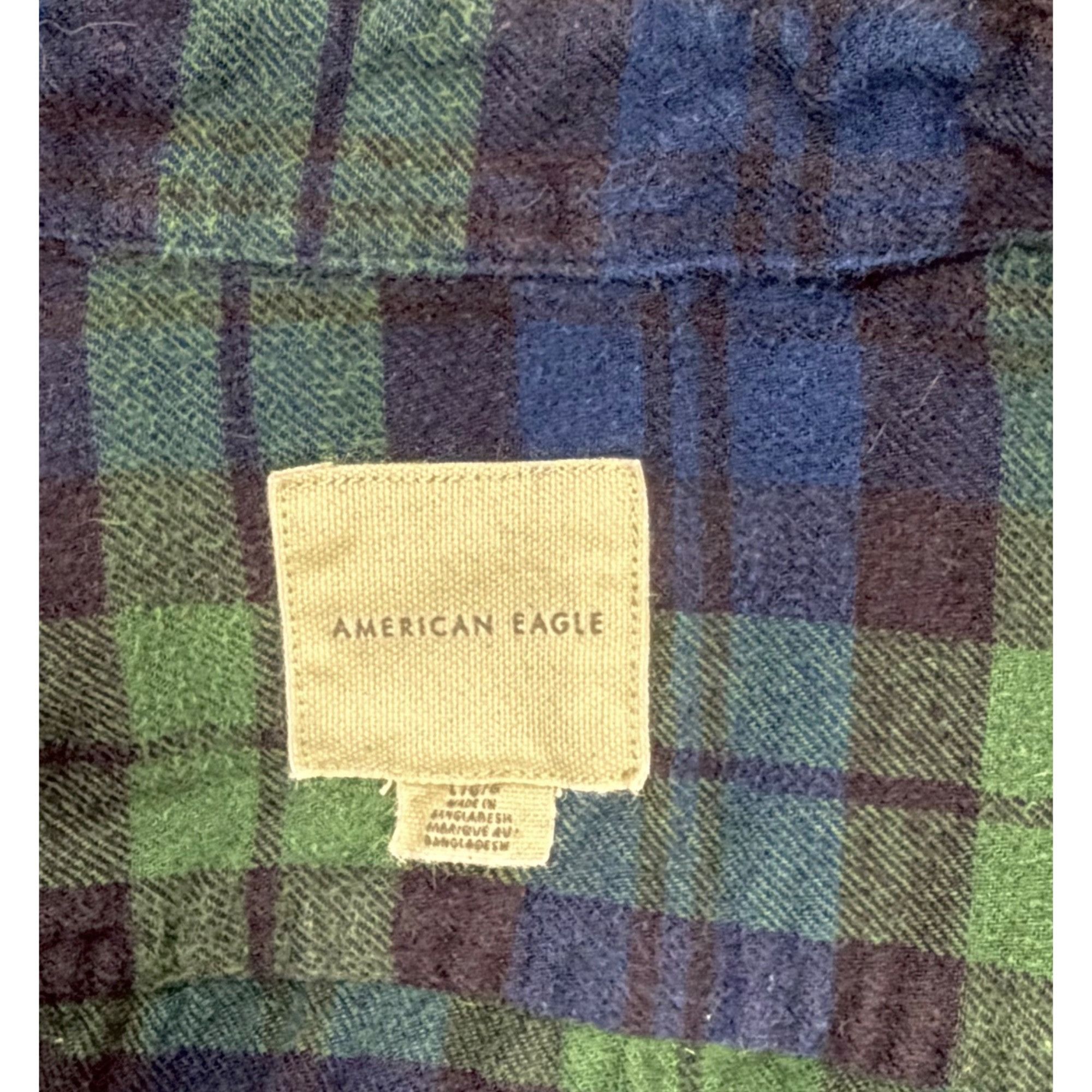 American Eagle Outfitters American Eagle Plaid Flannel Shirt Mens Large Blue Green Y2K Size US L / EU 52-54 / 3 - 10 Thumbnail
