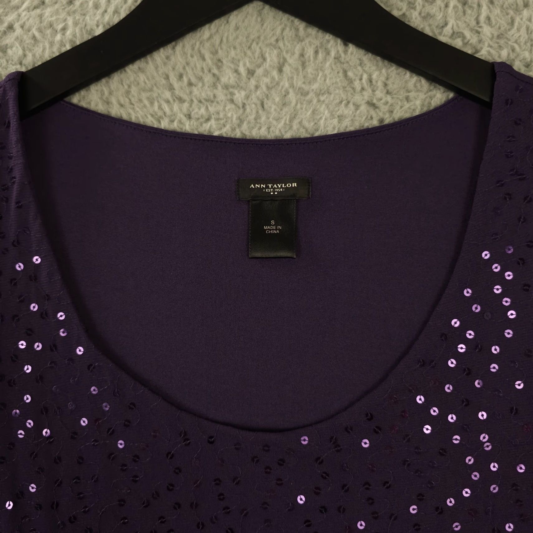 Ann Taylor Ann Taylor Tank Top Womens Small Purple Sequin Embroidered Sleeveless Shirt Size S / US 4 / IT 40 - 7 Thumbnail