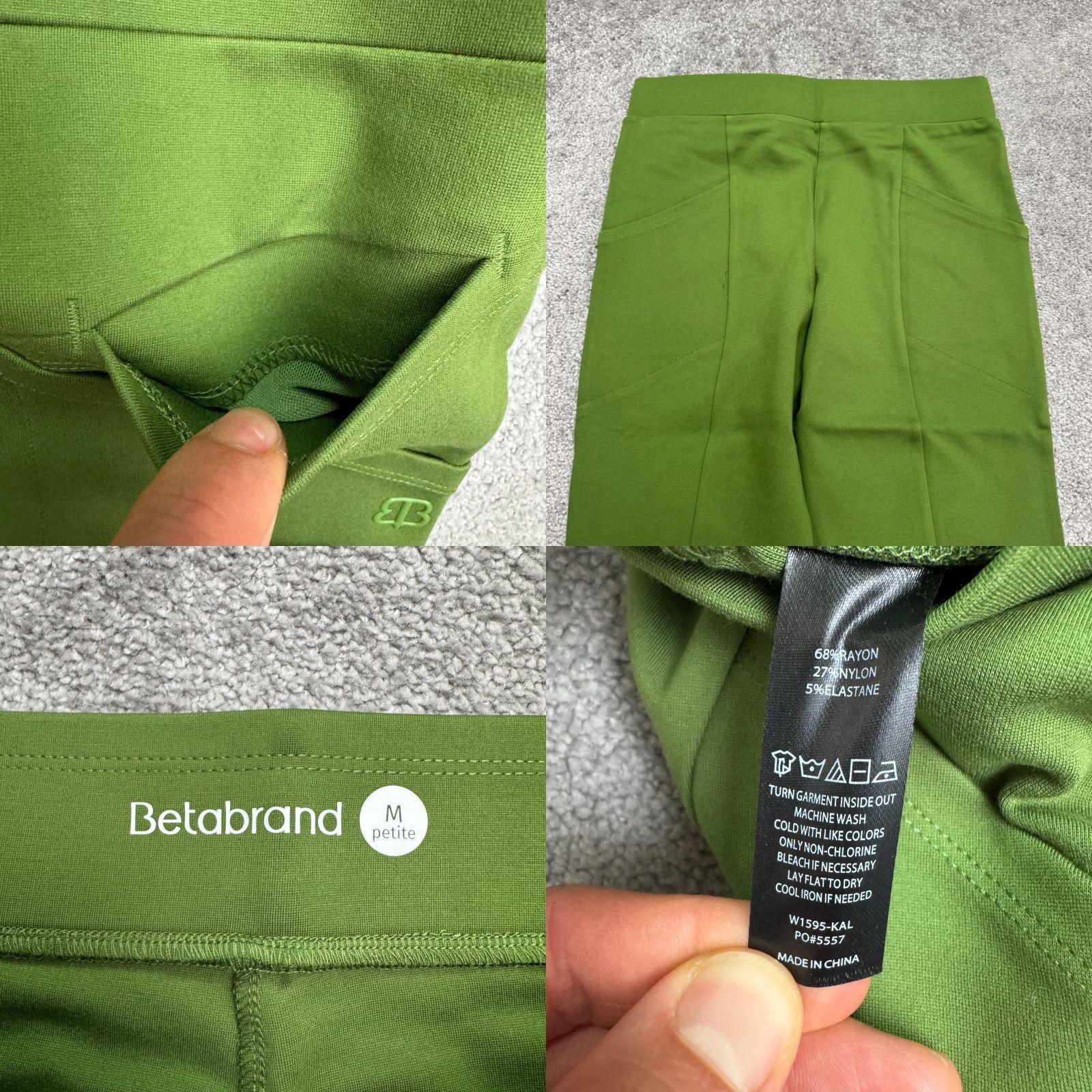 Vintage Betabrand Journey Skinny Yoga Pants Medium Pettie Kale Green Stretch NWT Womens Size 32" / US 10 / IT 46 - 8 Thumbnail