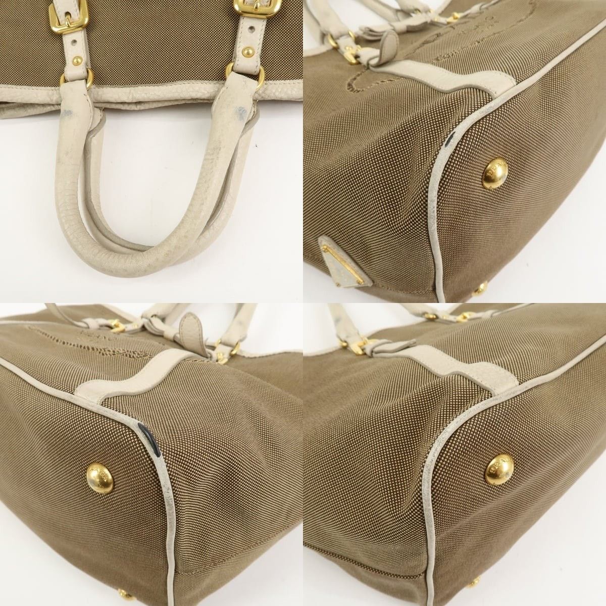 Prada Prada Logo Jacquard Canvas Tote Brown Size ONE SIZE - 5 Thumbnail