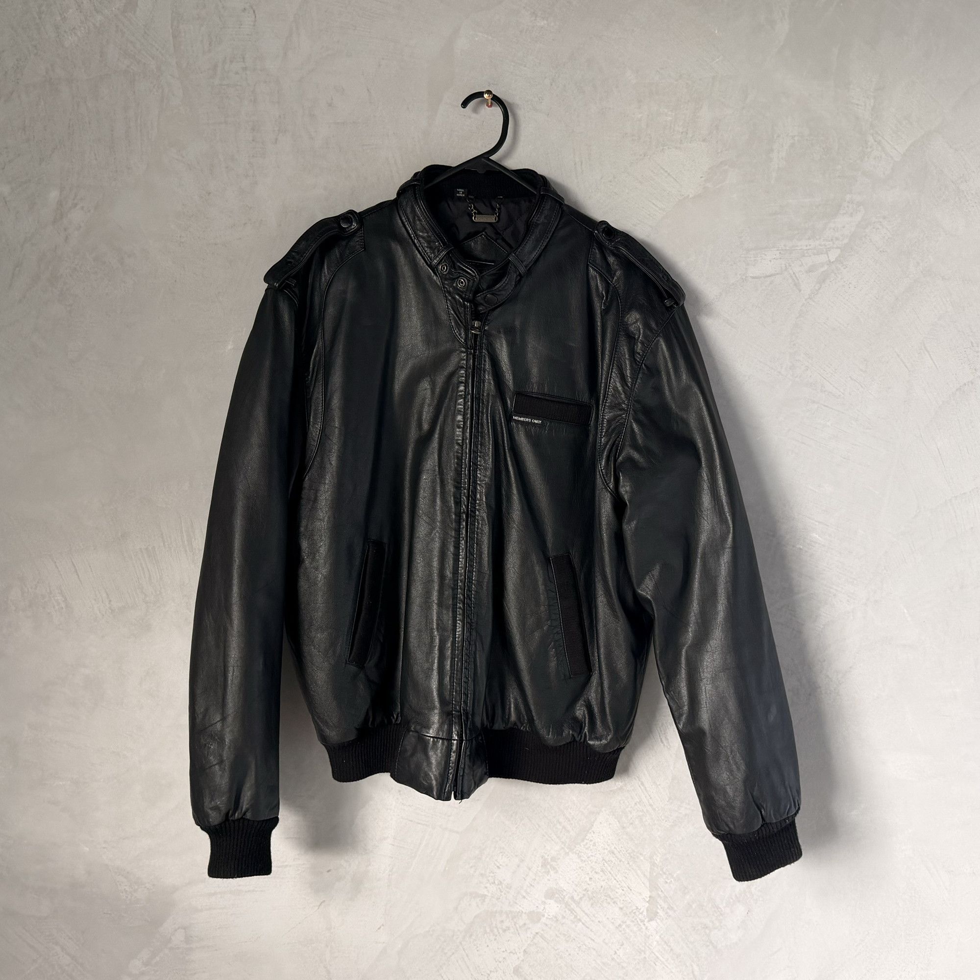 Members Only Members Only Black Leather Bomber Jacket Size US L / EU 52-54 / 3 - 9 Thumbnail
