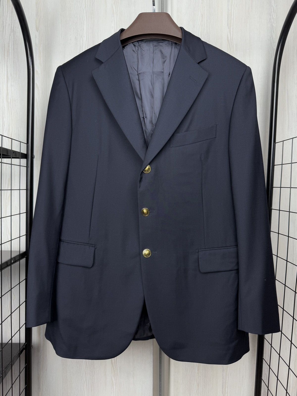 Pal Zileri Pal Zileri Navy Blue Super 120s Wool Metal buttons blazer Size 44R - 2 Thumbnail