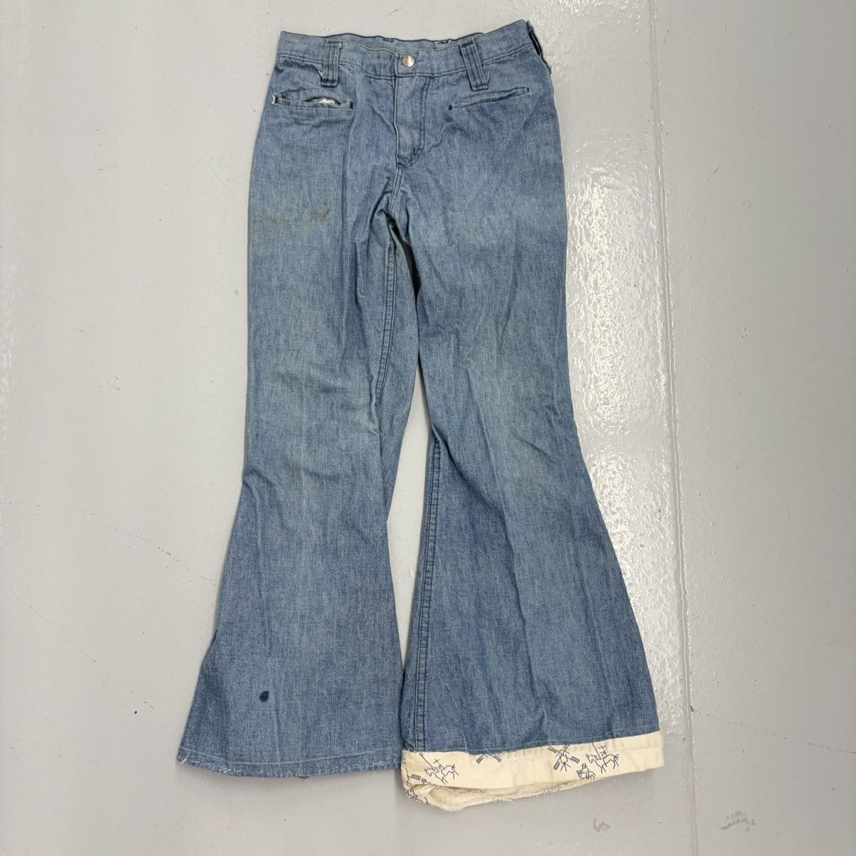 Wrangler Vintage 70s Wrangler Blue Thin Bell Bottom Jeans 25x26 Size 25" / US 0 / IT 36 - 1 Thumbnail