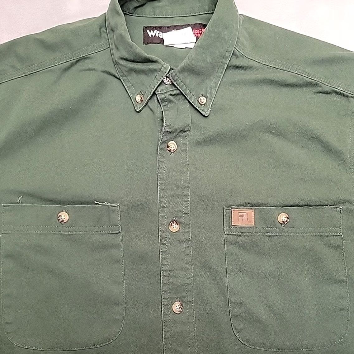 Wrangler VINTAGE Wrangler? No, Original: Wrangler Riggs Workwear Shirt Mens Large Green Solid Heavy Twill Button Down Size US L / EU 52-54 / 3 - 3 Thumbnail