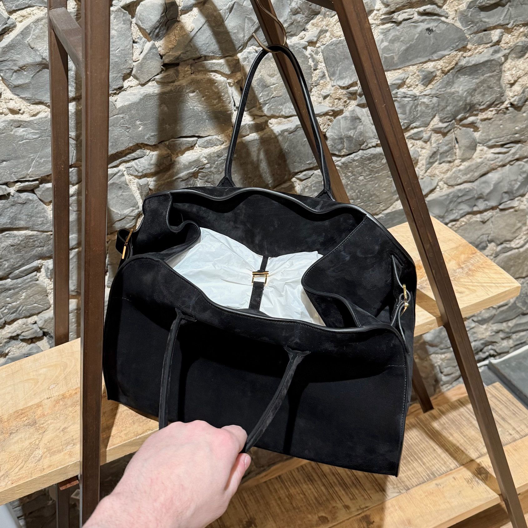 The Row The Row Black Suede Soft Margaux 17 Bag Size ONE SIZE - 13 Thumbnail