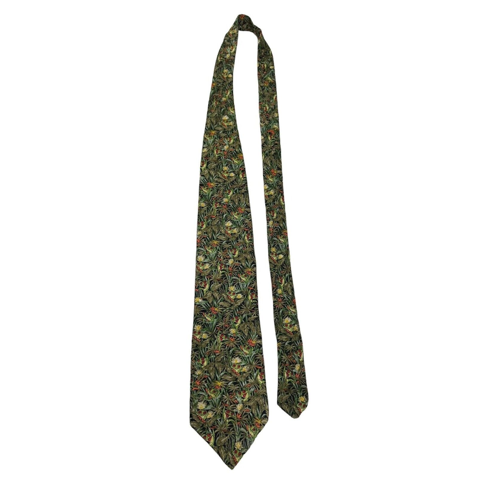 Other Rainforest Cafe Tree Frogs 100% Silk Vintage Necktie Size ONE SIZE - 2 Thumbnail