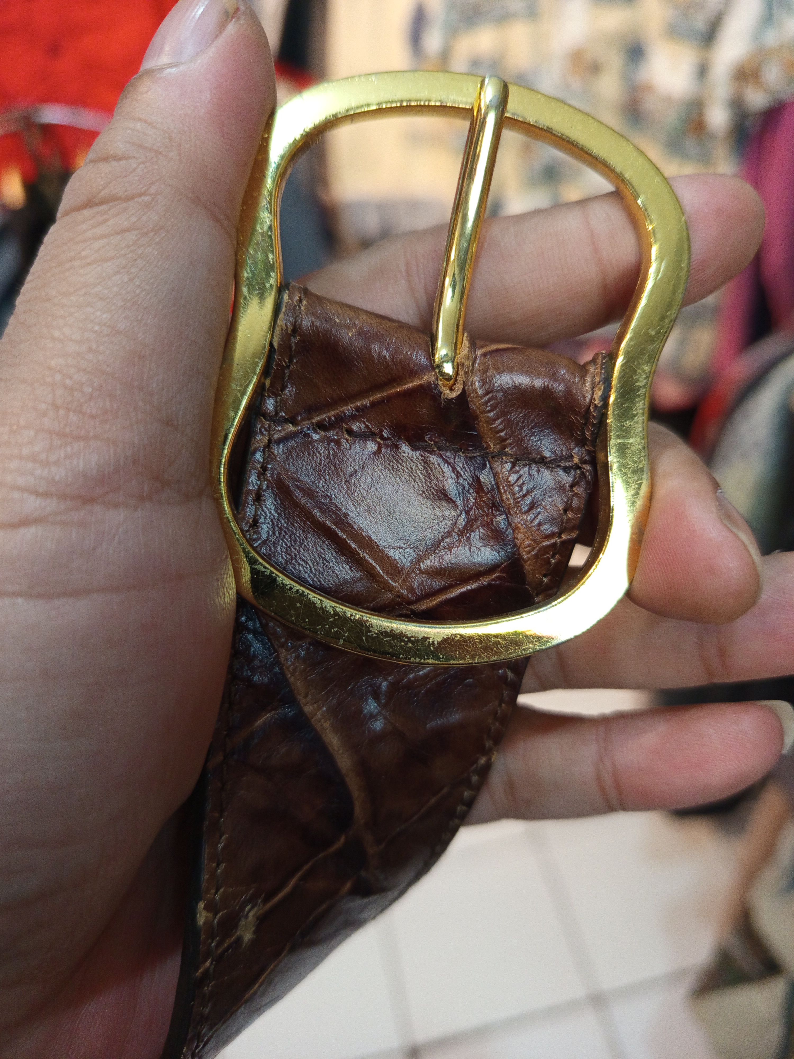 Emporio Armani Leather Belt Croc Embossed