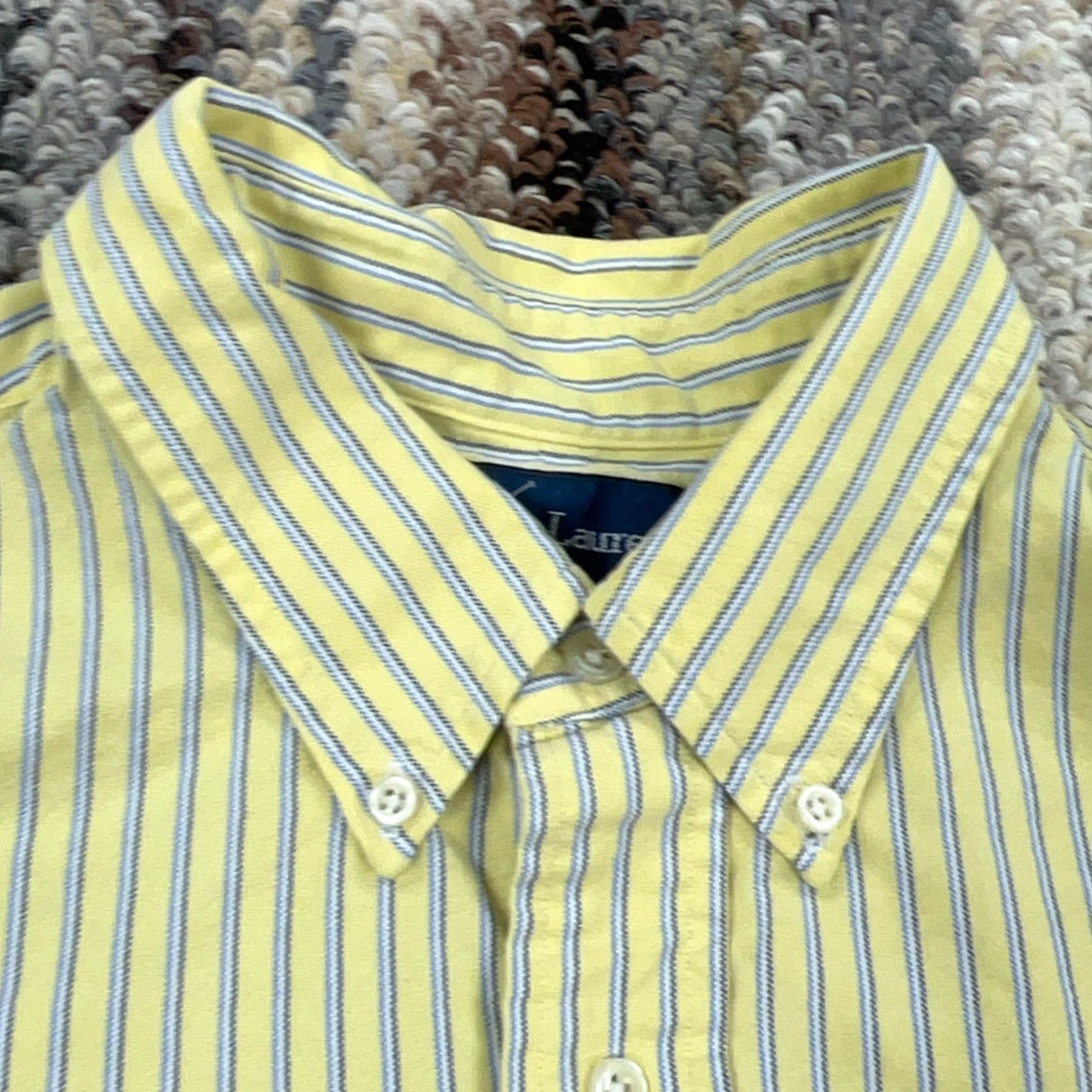 Ralph Lauren Ralph Lauren Custom Fit Button-Up Shirt Men XL Yellow Striped Long Sleeve Regular Fit Size US XL / EU 56 / 4 - 5 Thumbnail