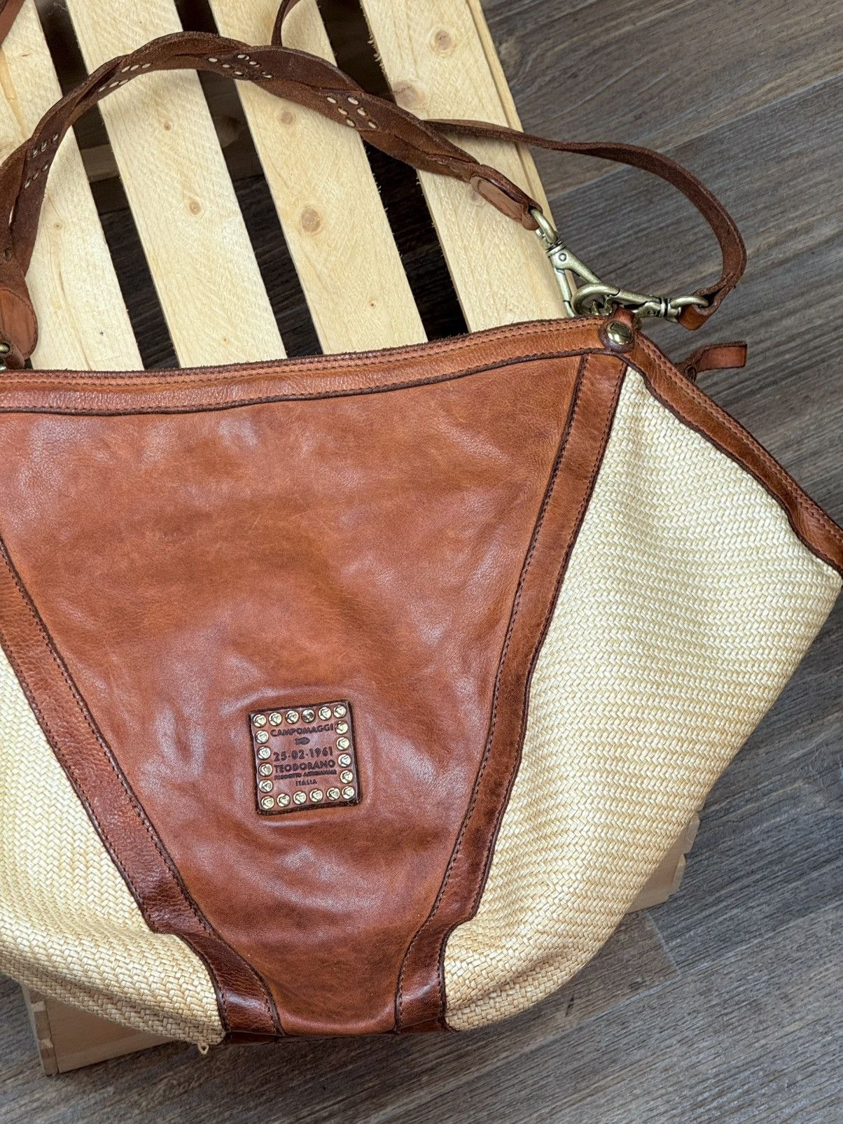 Campomaggi Campomaggi Anna Brown Leather Woven Handbag Crossbody Size ONE SIZE - 4 Thumbnail