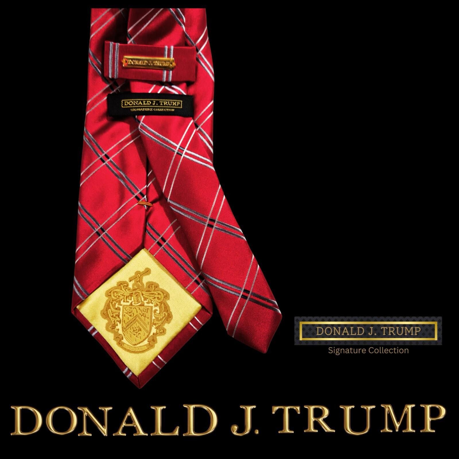 Designer Donald Trump Necktie Red Silver Diamond w/ Tie Gift Box NEW Size ONE SIZE - 2 Thumbnail