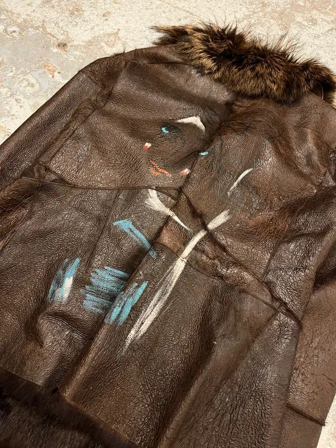Armani 2010s Armani Fur Collar Painted Brown Leather Jacket Size M / US 6-8 / IT 42-44 - 6 Thumbnail