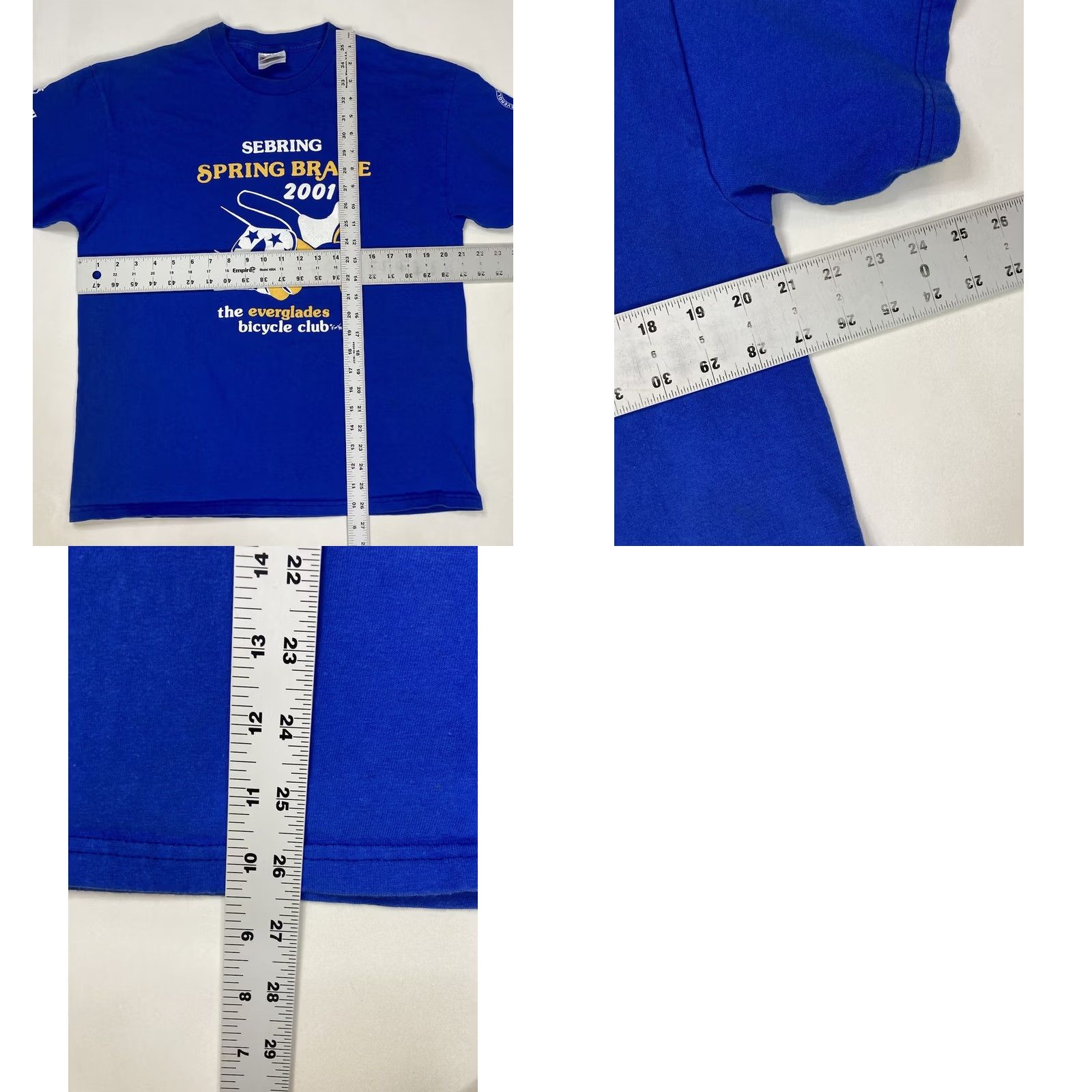 Hanes VINTAGE Hanes T-Shirt Men Large Blue Everglades Bicycle Club Sebring Spring Break 2001 Logo Graphic Print Sports Event Size US L / EU 52-54 / 3 - 8 Thumbnail