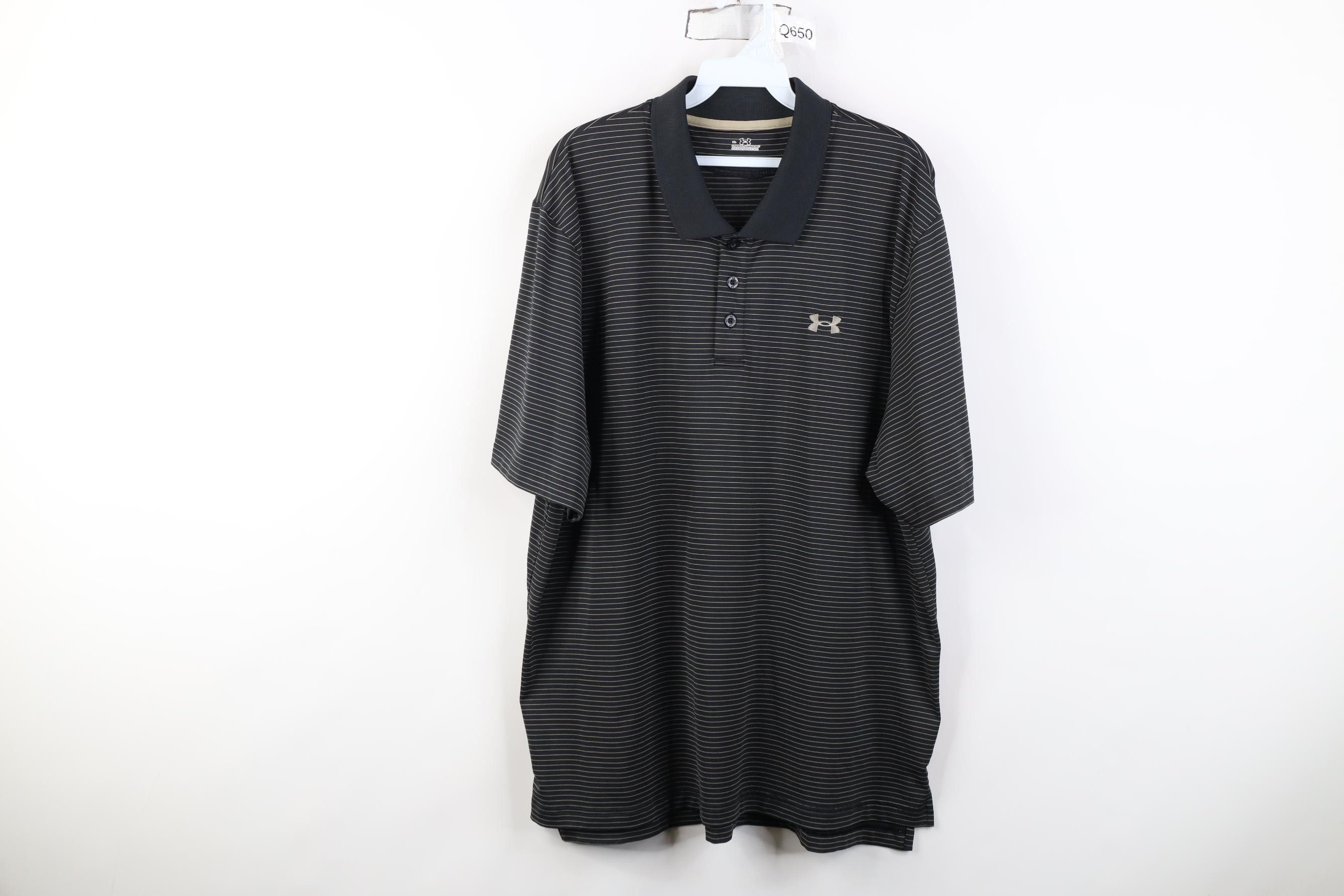Under Armour Under Armour Pinstriped Collared Golfing Polo Shirt Black Size US XL / EU 56 / 4 - 1 Thumbnail
