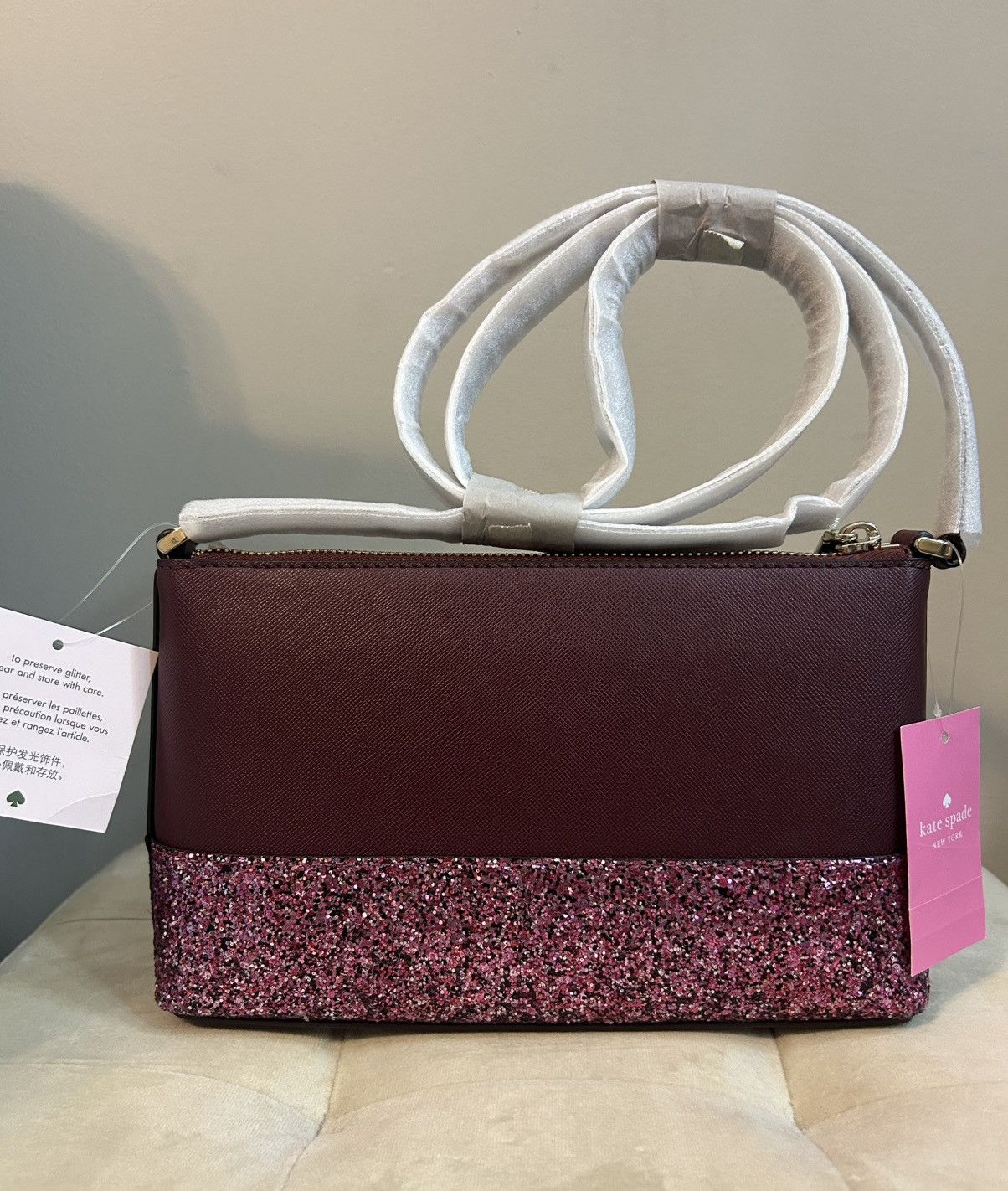 Kate Spade Kate Spade Burgundy Crossbody Bag Pink and Purple Glitter Size ONE SIZE - 2 Thumbnail