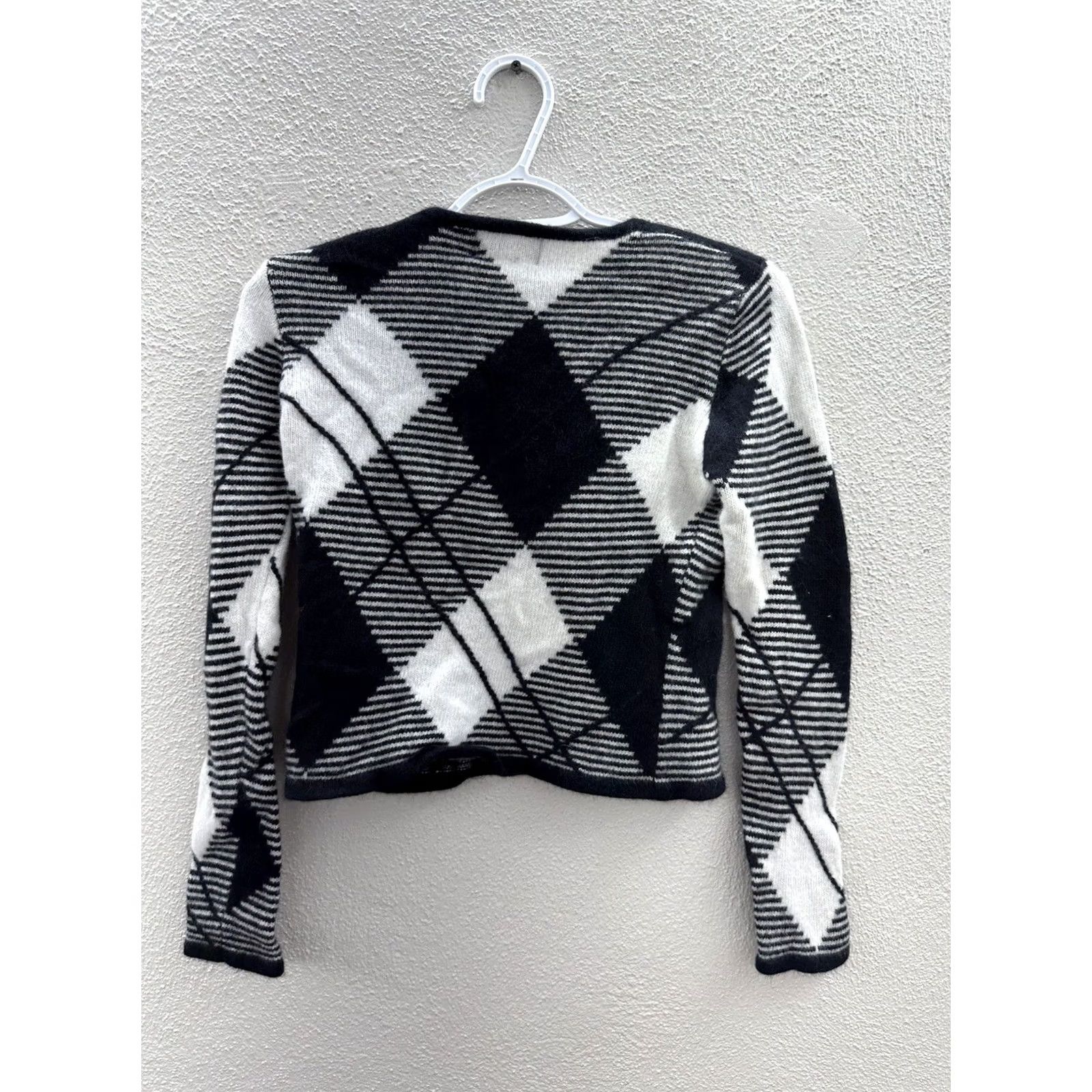 Vintage Womens Metro 6 Nina Leonard Plaid Sweater Long Sleeve Size S Black White Raglan Knit Pullover Size S / US 4 / IT 40 - 5 Thumbnail
