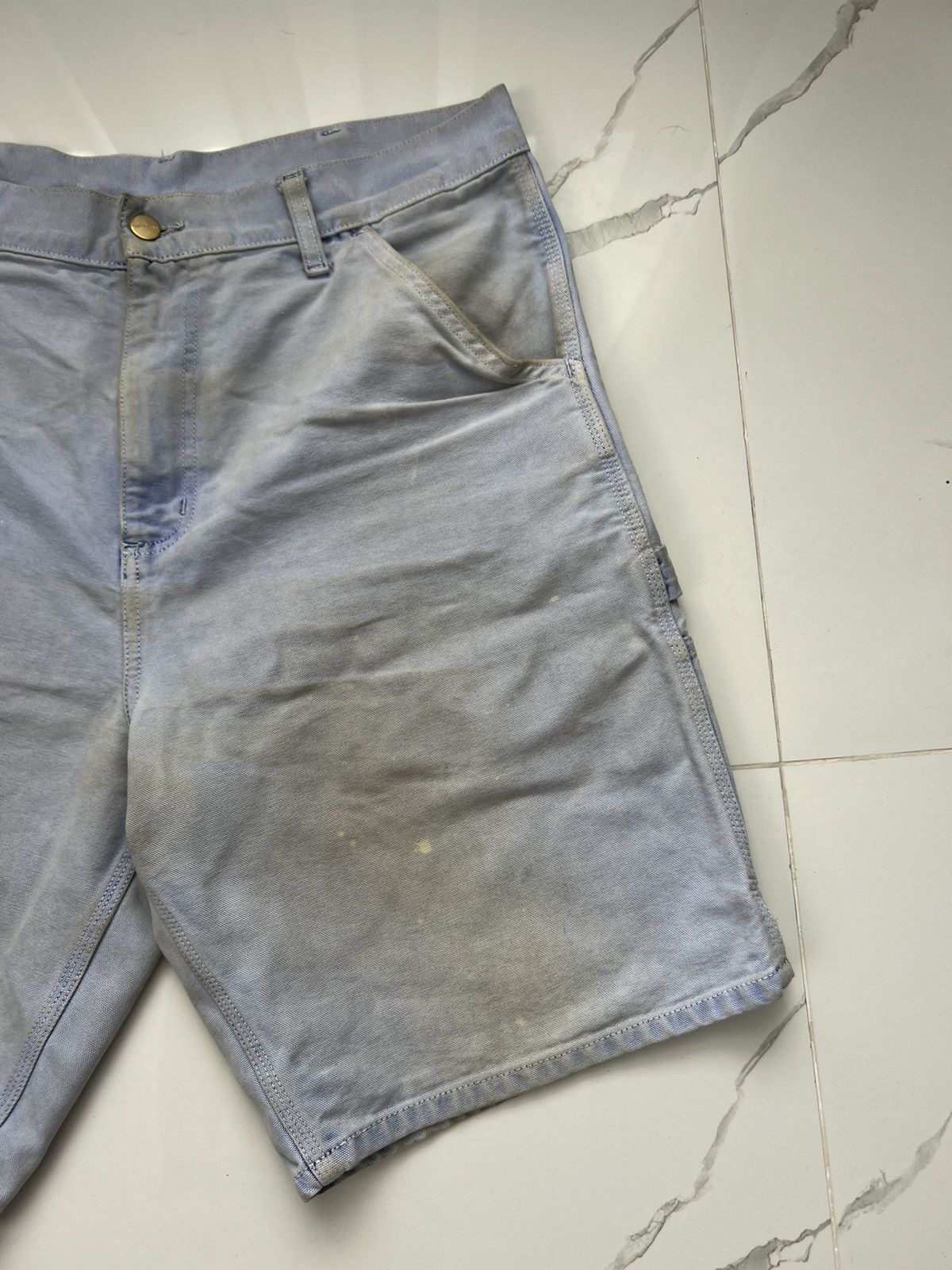 Carhartt × Vintage 90’s CARHARTT SIGNLE KNEE SHORTS DISTRESSED THRASHED Y2K Size US 34 / EU 50 - 7 Thumbnail
