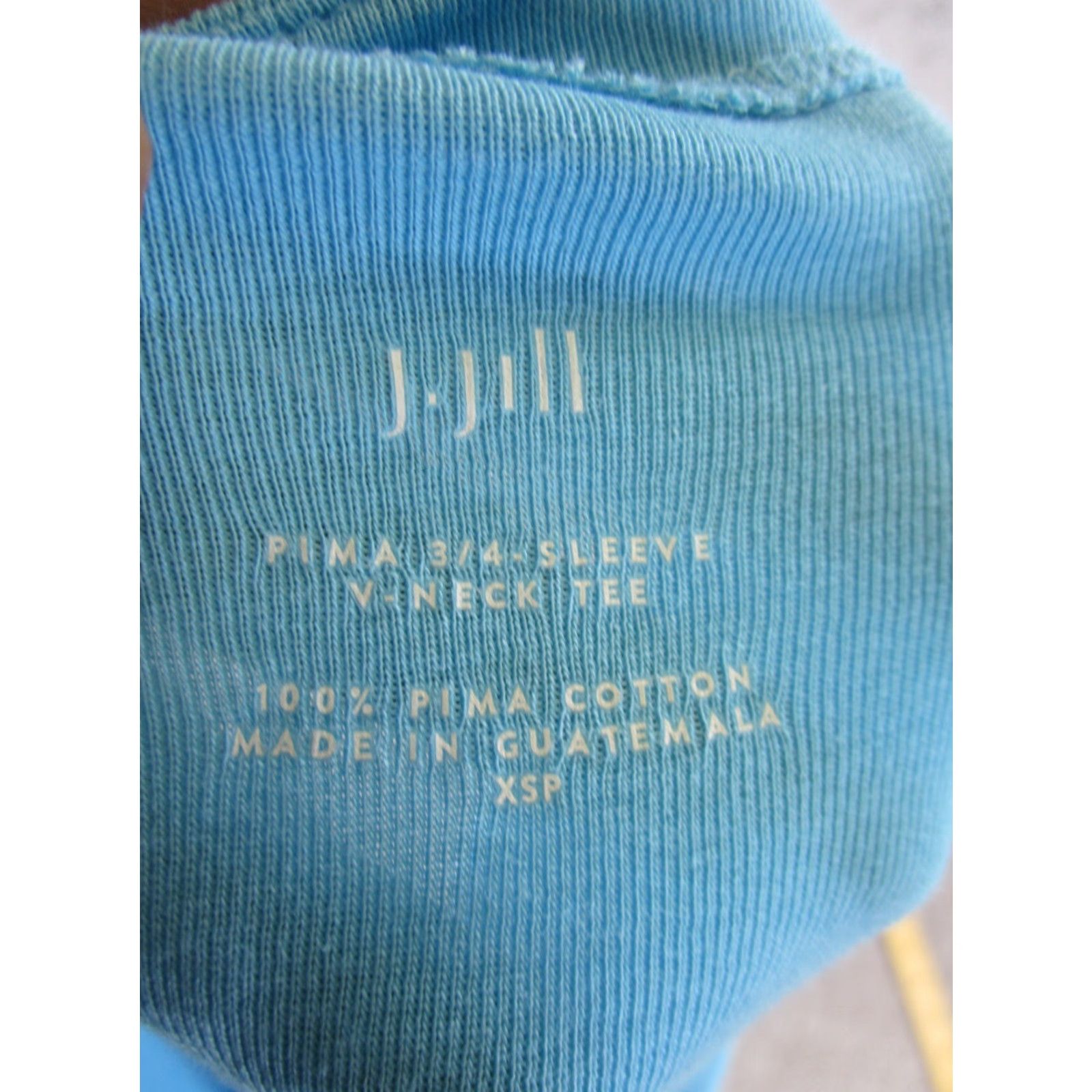 J. Jill VINTAGE J. Jill T-Shirt Womens XSP Petite Blue Cotton V-Neck Long Sleeve Casual Size XS / US 0-2 / IT 36-38 - 6 Thumbnail