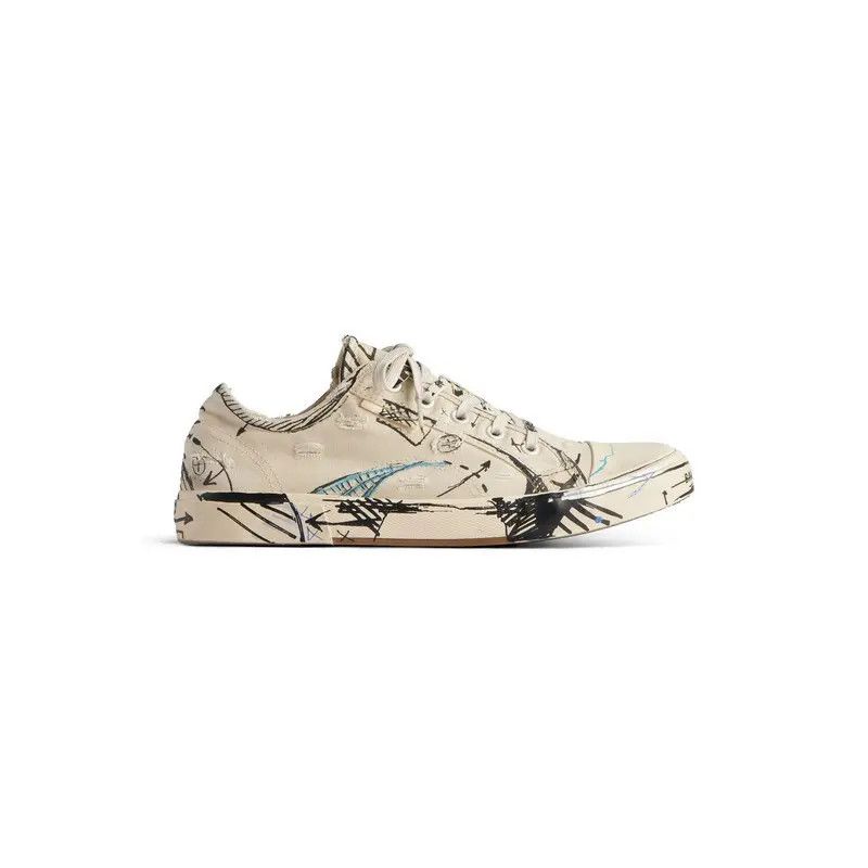 Balenciaga o1tr1nto1025 Paris Low Top Sketch Sneakers in Beige Size US 12 / EU 45 - 1 Thumbnail