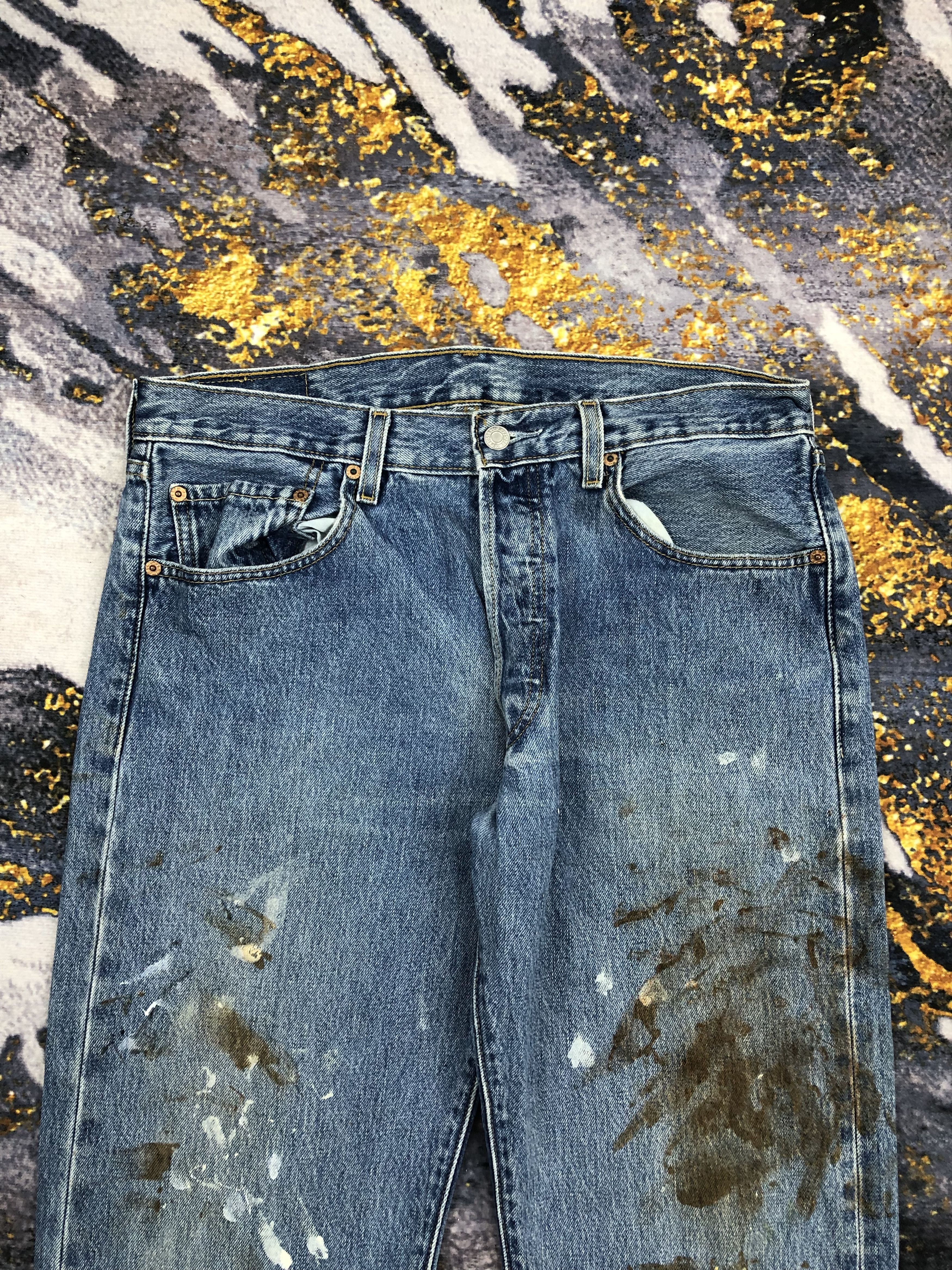Levi's Vintage Levis 501 Dirty Faded Blue Jeans DPP0154 Size US 34 / EU 50 - 2 Thumbnail