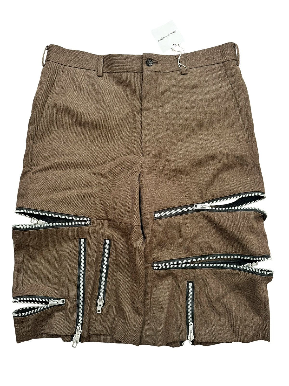Comme des Garcons Homme Plus (XL) 2025 Brown Zip Detail Shorts Size US 34 / EU 50 - 2 Thumbnail