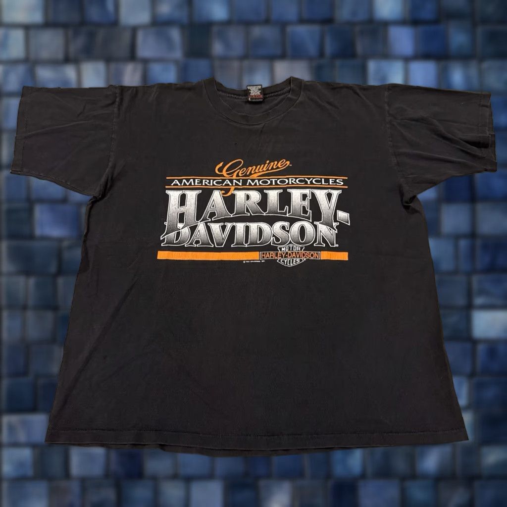 VINTAGE Harley-Davidson Eagle 1991 Bay City Single Stitch Black T-Shirt Mens XL Burnished?