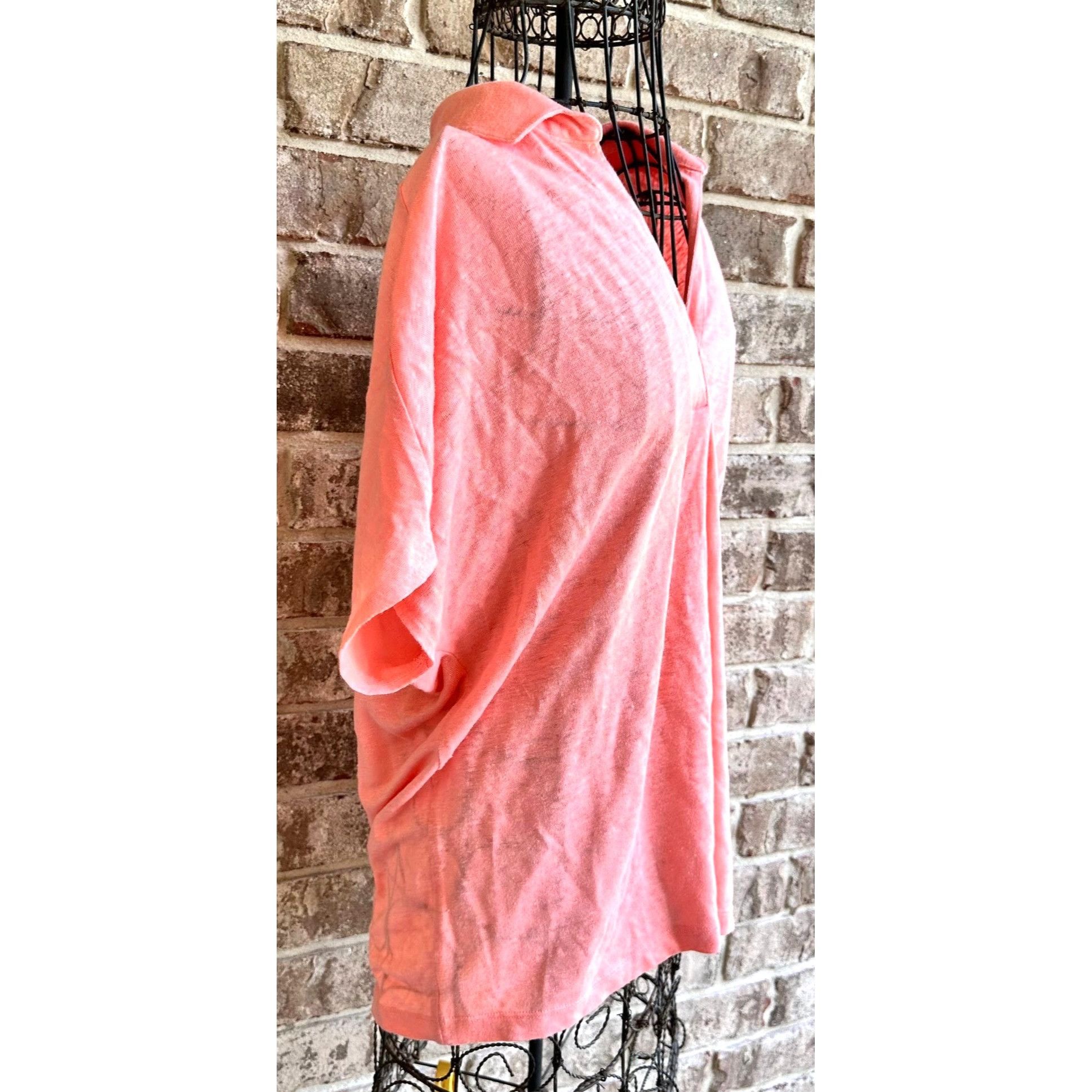 Other Chicos Top Size 1 Medium Linen Tangerine V Neck Pullover Col Size M / US 6-8 / IT 42-44 - 5 Thumbnail