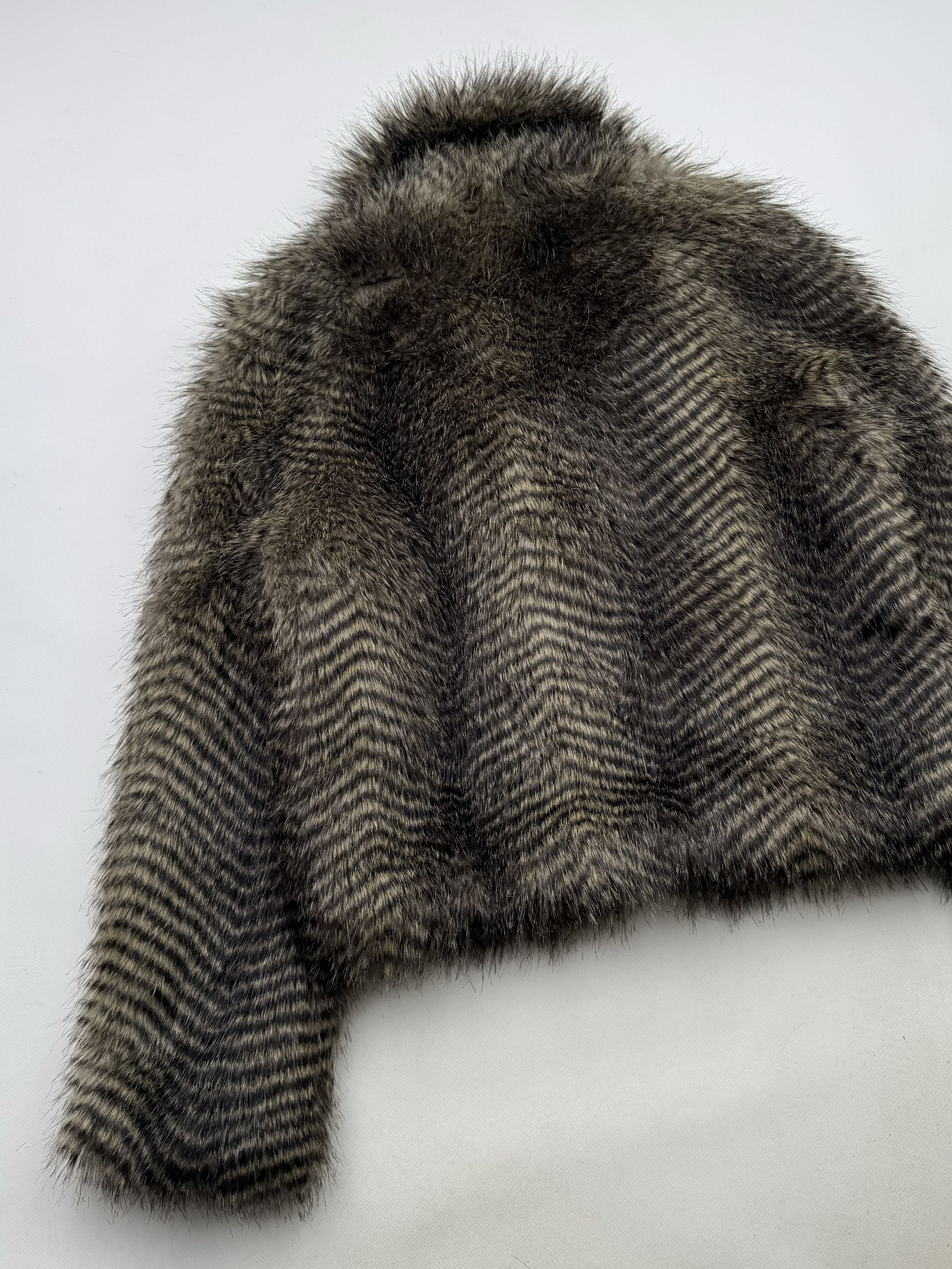 Vintage 00's Faux Fur Cropped Jacket B103 E2(V417) Size L / US 10 / IT 46 - 8 Thumbnail