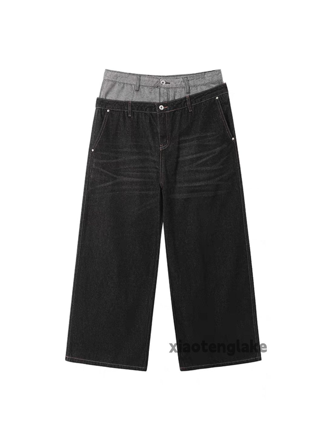 Japanese Brand × Vintage utility loose baggy patchwork double waist hiphop jeans Size US 34 / EU 50 - 5 Thumbnail