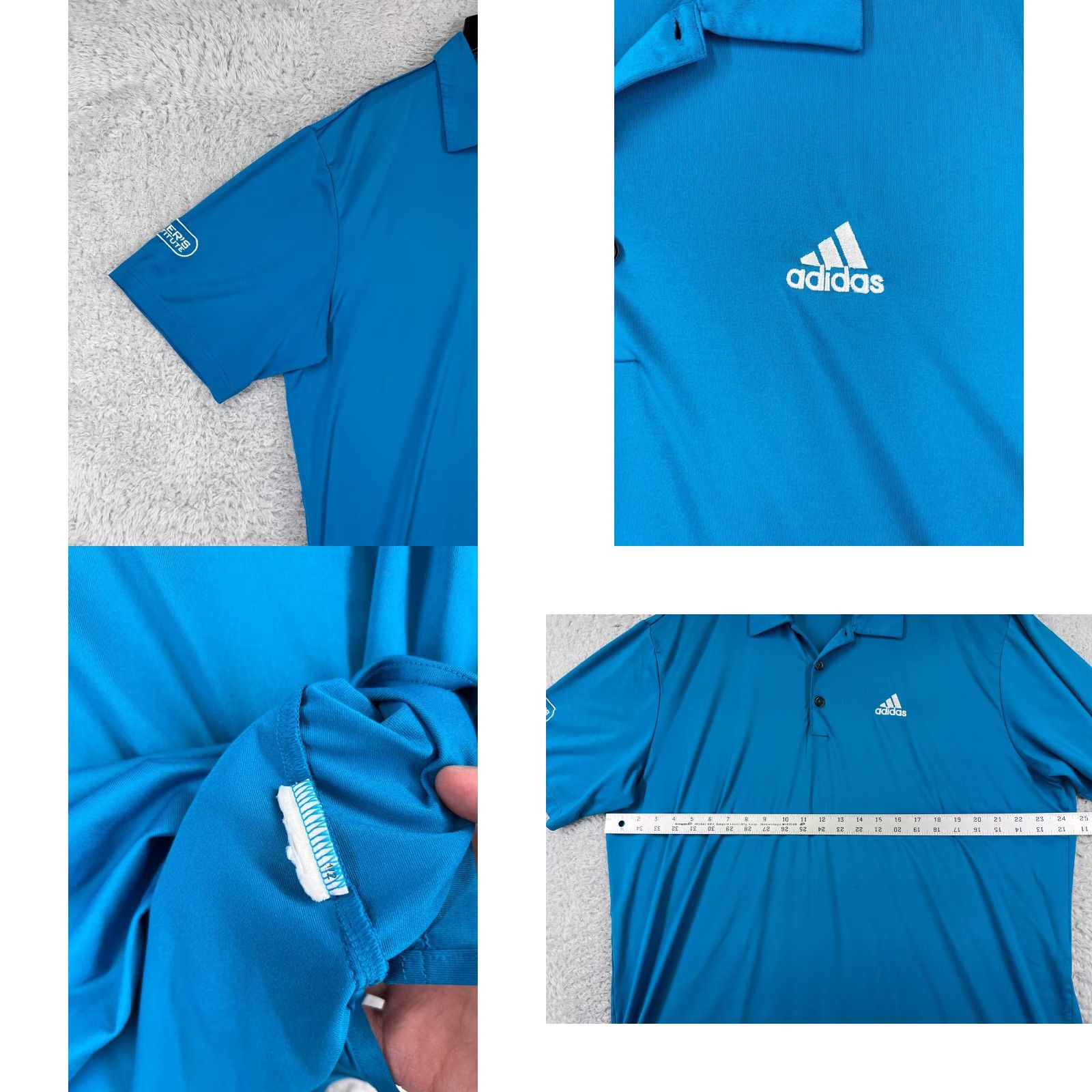 Adidas ADIDAS Polo Shirt Mens XL Blue Solid Short Sleeve Golf Athletic 100% Polyester Polo Men Size US XL / EU 56 / 4 - 8 Thumbnail