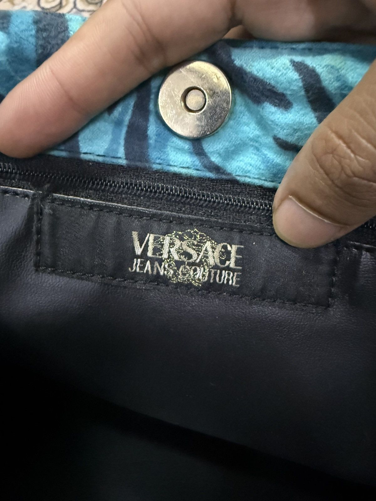 Versace Versace Jeans Couture faux fur handbag blue zebra stripe Size ONE SIZE - 10 Thumbnail