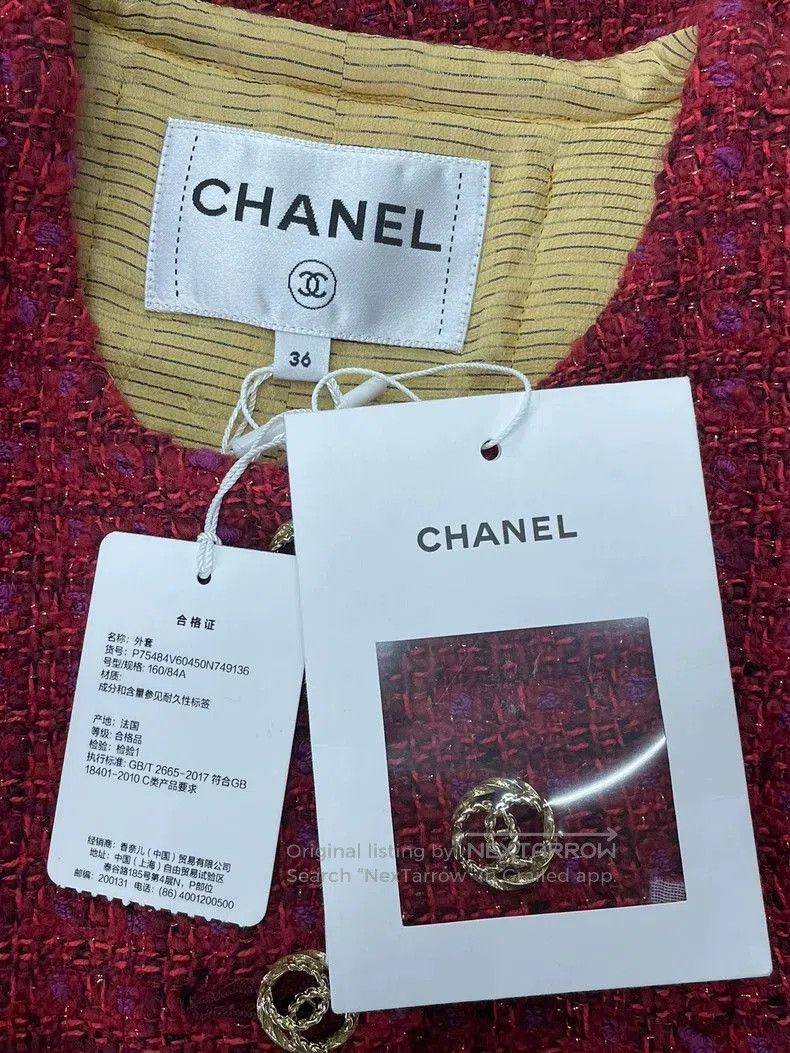 Chanel Chanel 23B Red Gold Button Jacket. Size US M / EU 48-50 / 2 - 4 Thumbnail