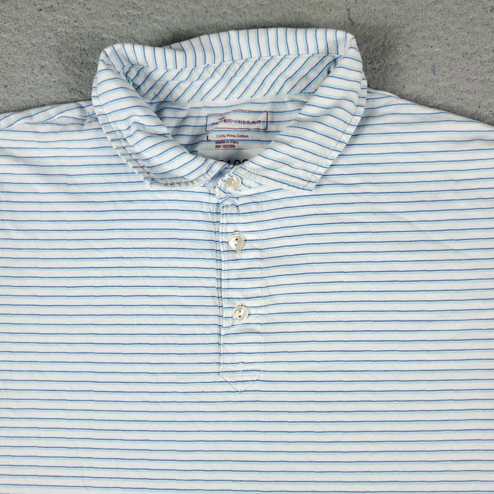 Peter Millar Peter Millar Polo Shirt Mens Large Blue Striped Short Sleeve Regular Size US L / EU 52-54 / 3 - 2 Thumbnail