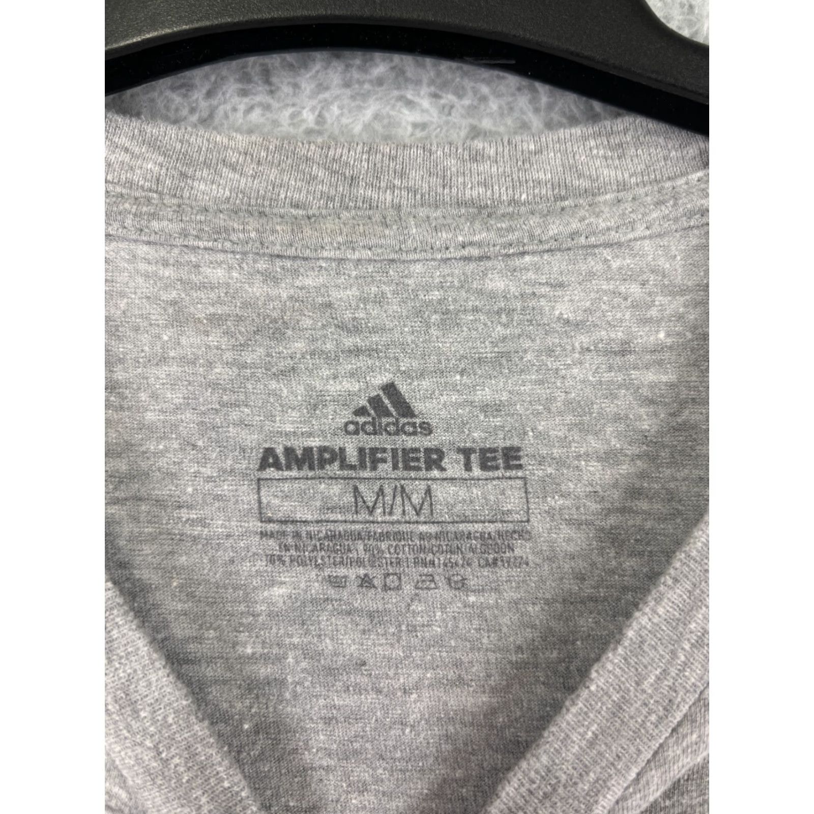 Adidas Adidas Shirt Mens Medium Gray Black Spellout Logo Short Sleeve Crew Cotton Blend Size US M / EU 48-50 / 2 - 4 Thumbnail