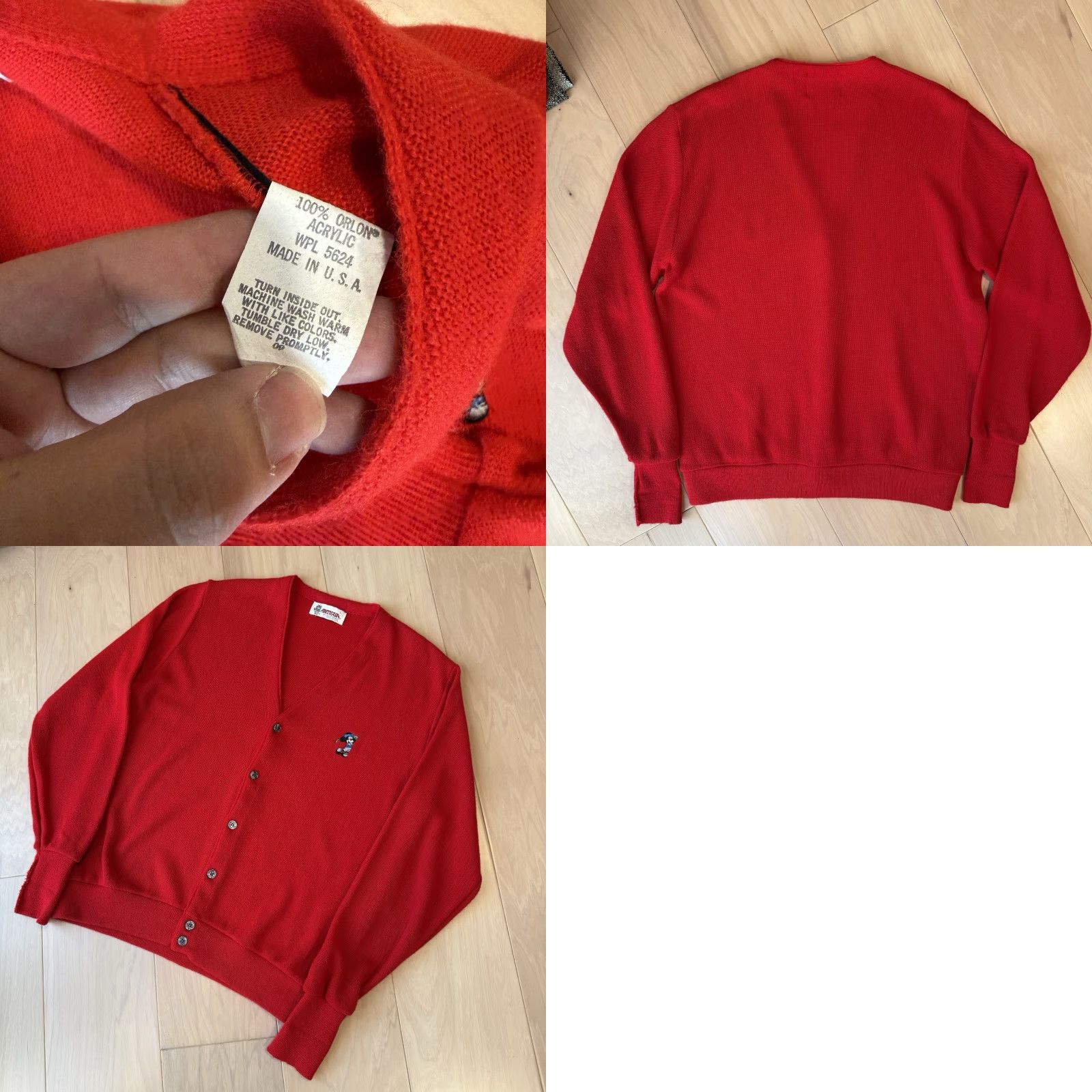 Disney VINTAGE Disney Mickey Mouse Cardigan L Red Acrylic Sweater Men Cardigan Size US L / EU 52-54 / 3 - 8 Thumbnail